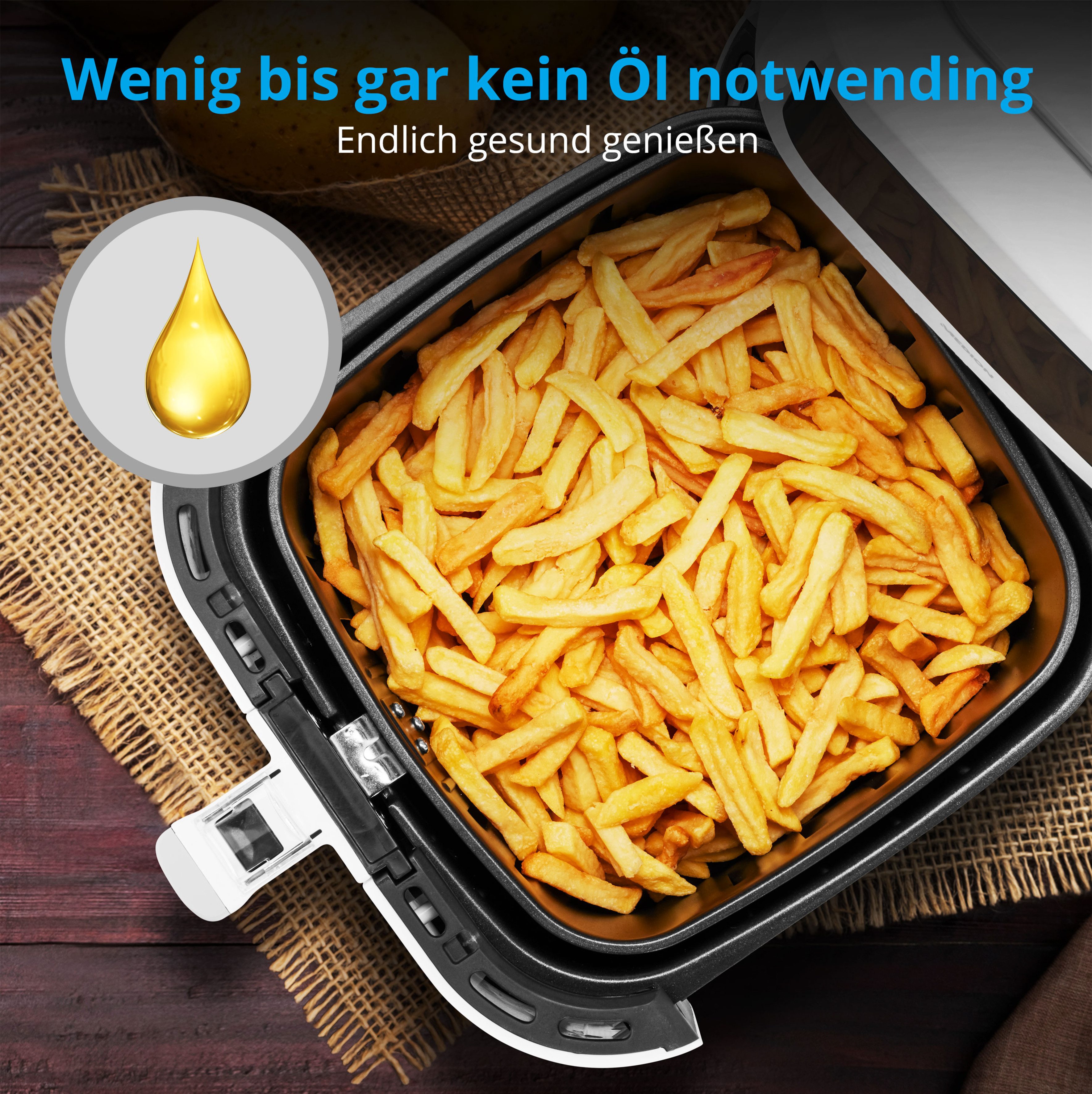 Medion® Heißluftfritteuse MD 11740 E40 XL matt weiß, 2000 W, digitales Bedienfeld, 9 Automatikprogramme – Bild 4 von 5