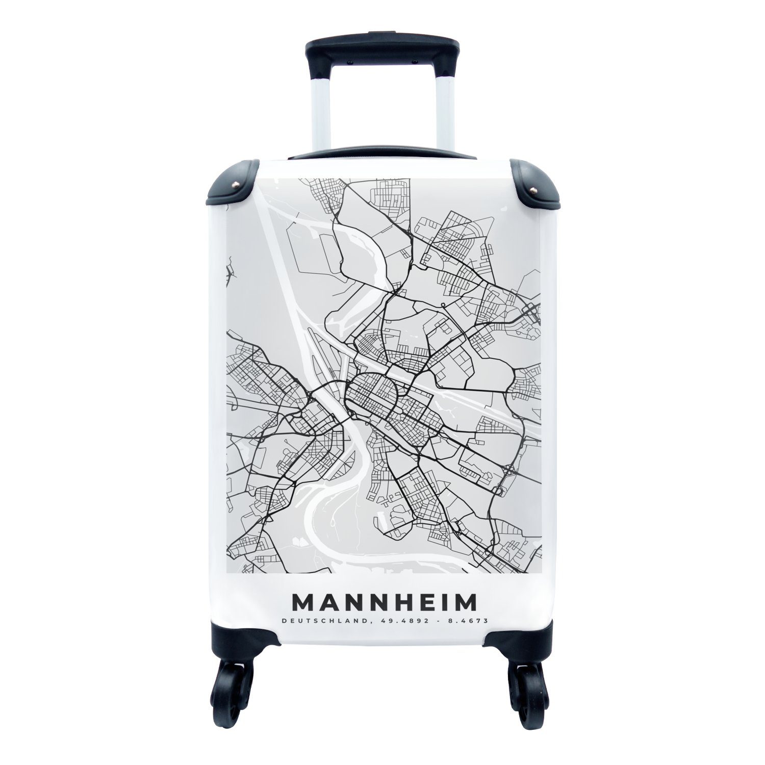 MuchoWow Handgepäckkoffer Stadtplan - Manheim - Karte - Deutschland - Karte, 4 Rollen, Reisetasche mit rollen, Handgepäck für Ferien, Trolley, Reisekoffer