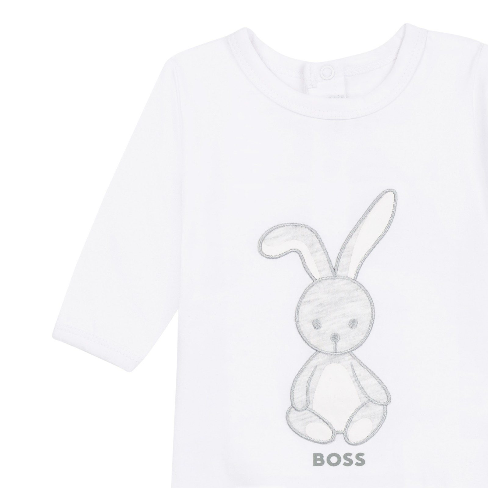 Boss Kidswear Strampler BOSS Kidswears Baby Strampler Bodysuit Pyjama weiß Hase Logo Details