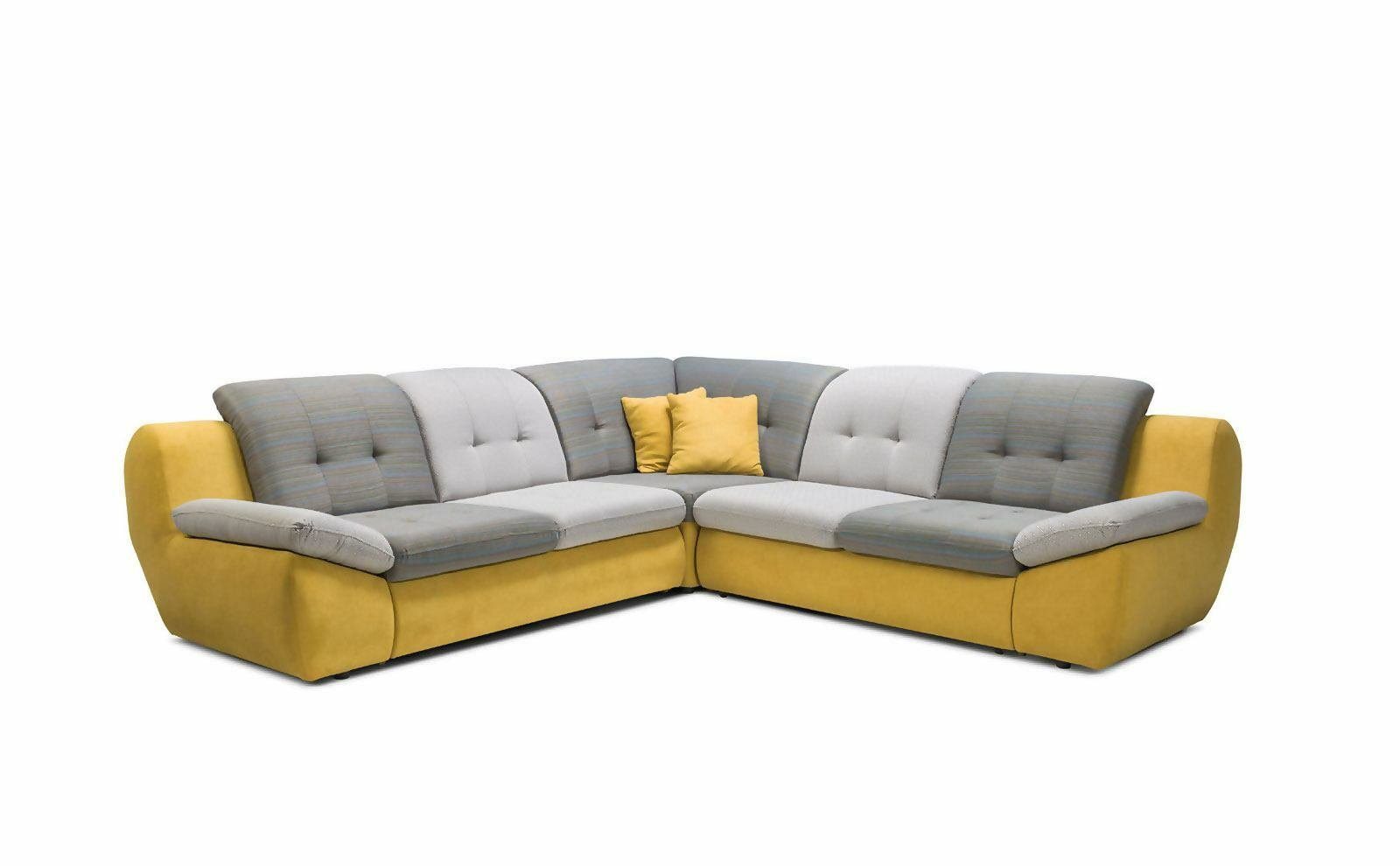 Couch Polster Eck in Europe Ecksofa Ecksofa Wohnlandschaft, Sitz Made Sofa Grau-gelbes JVmoebel