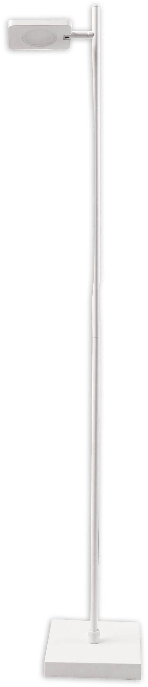 näve LED Stehlampe Lupa, Dimmfunktion, USB-Anschluss mit Ladefunktion, LED wechselbar, Warmweiß, Akkuleuchte, USB-C Kabel, weiß, dimmbar(Touch), Schirm drehbar, Metall