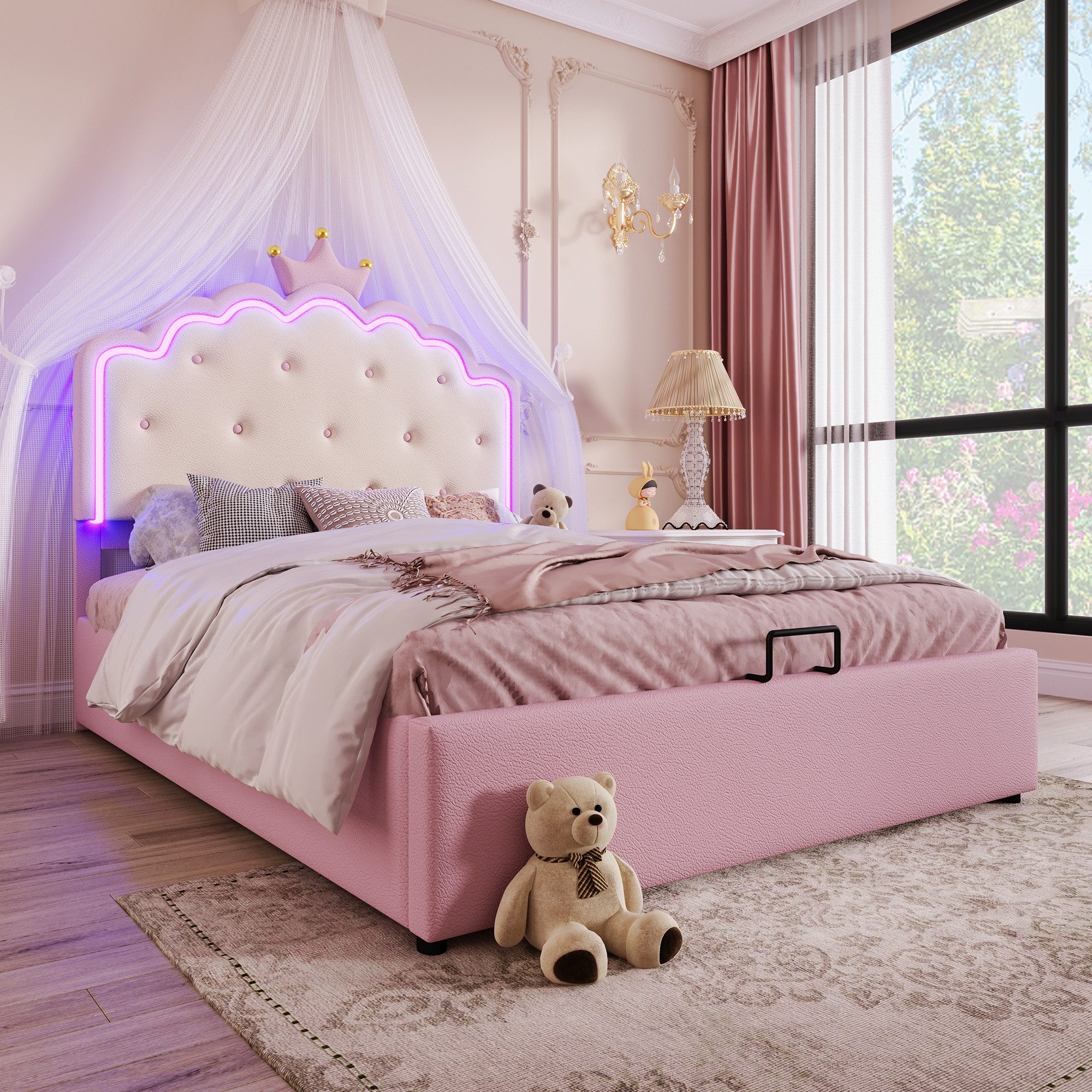 STILVORA Polsterbett mit matratze,Prinzessinnen Polsterbett 140x200 mit bet günstig online kaufen