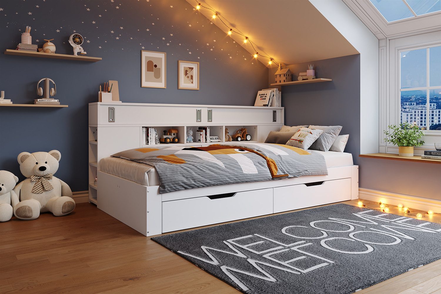 KLAM HOME Polsterbett Jugendbett,Einzelbett,Multifunktionales Kinderbett mi günstig online kaufen