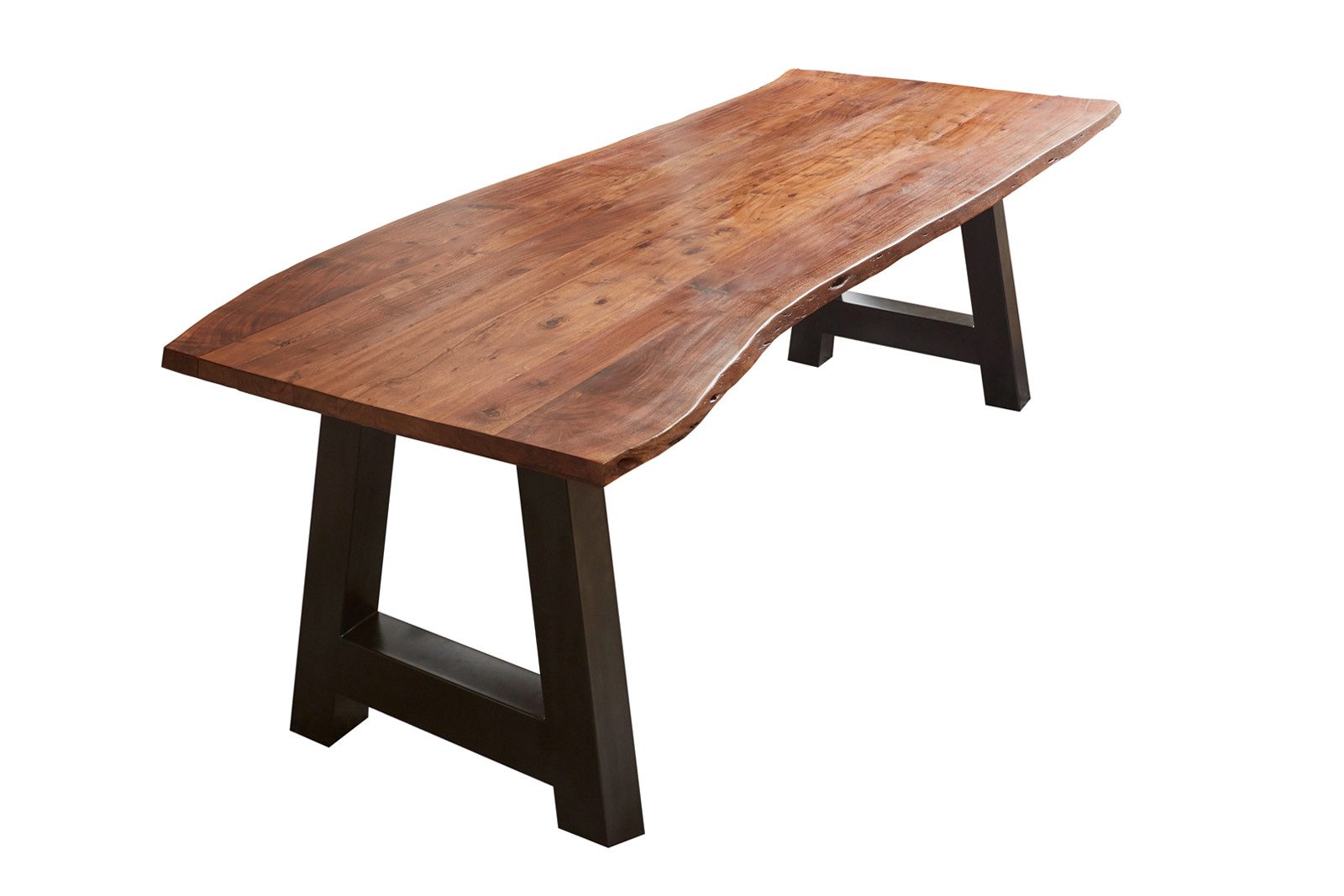 SAM® Esstisch Lamia, massives Akazienholz, natürliche Baumkante, A-Gestell aus Metall