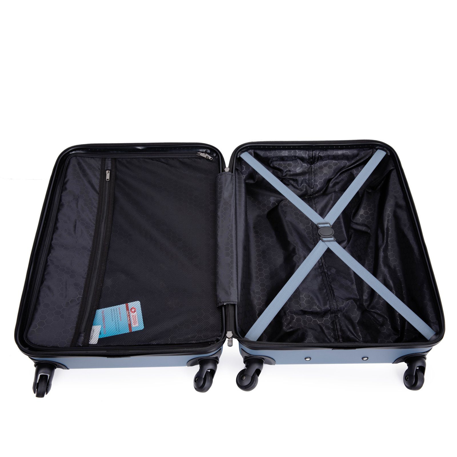 Travelhouse Trolleyset Bali, 4 Rollen, (Komplett Set, 3 tlg., 3-er Koffer Set), Inneinader stapelbar. Standfüße mit Hängefunktion M&L.