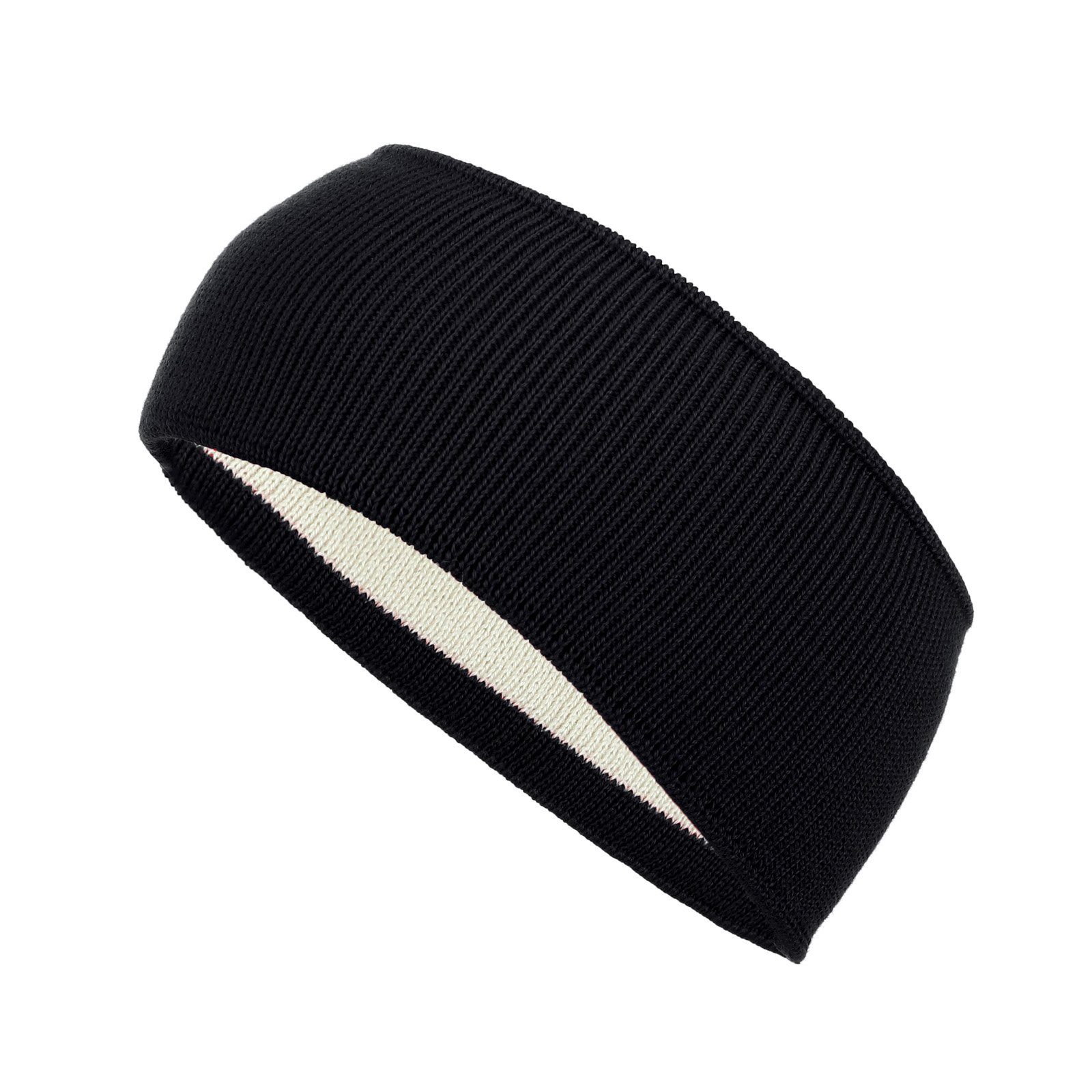 modAS Stirnband Unisex Winter Headband - Kopfband Ohrenwärmer aus Wolle (90) schwarz