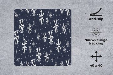 MuchoWow Gaming Mauspad Winter - Schneeflocke - Muster (1-St), Mousepad mit Rutschfester Unterseite, Gaming, 40x40 cm, XXL, Großes