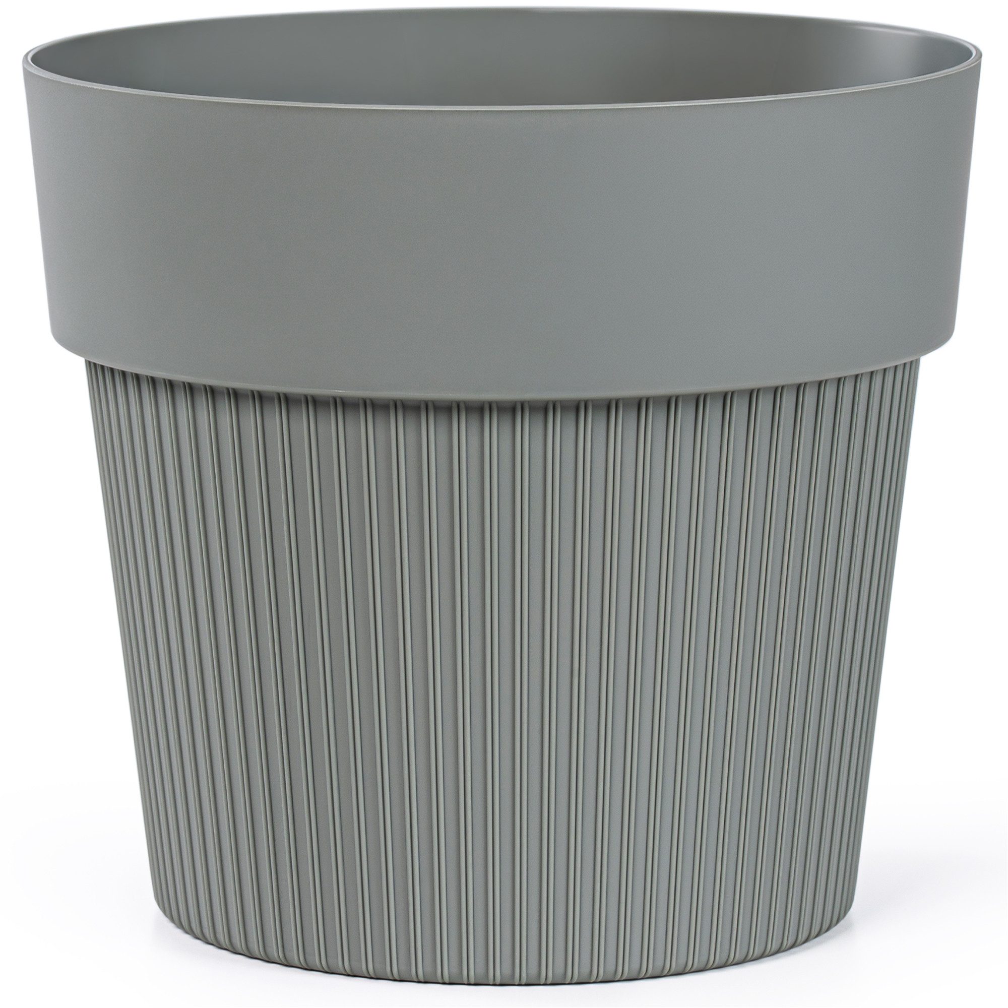 KONZEPT Übertopf 20 cm Durchmesser, UV- & wetterbeständig, Matte Oberfläche, Oberer Rand & vertikale Rillenstruktur, 3,6 L
