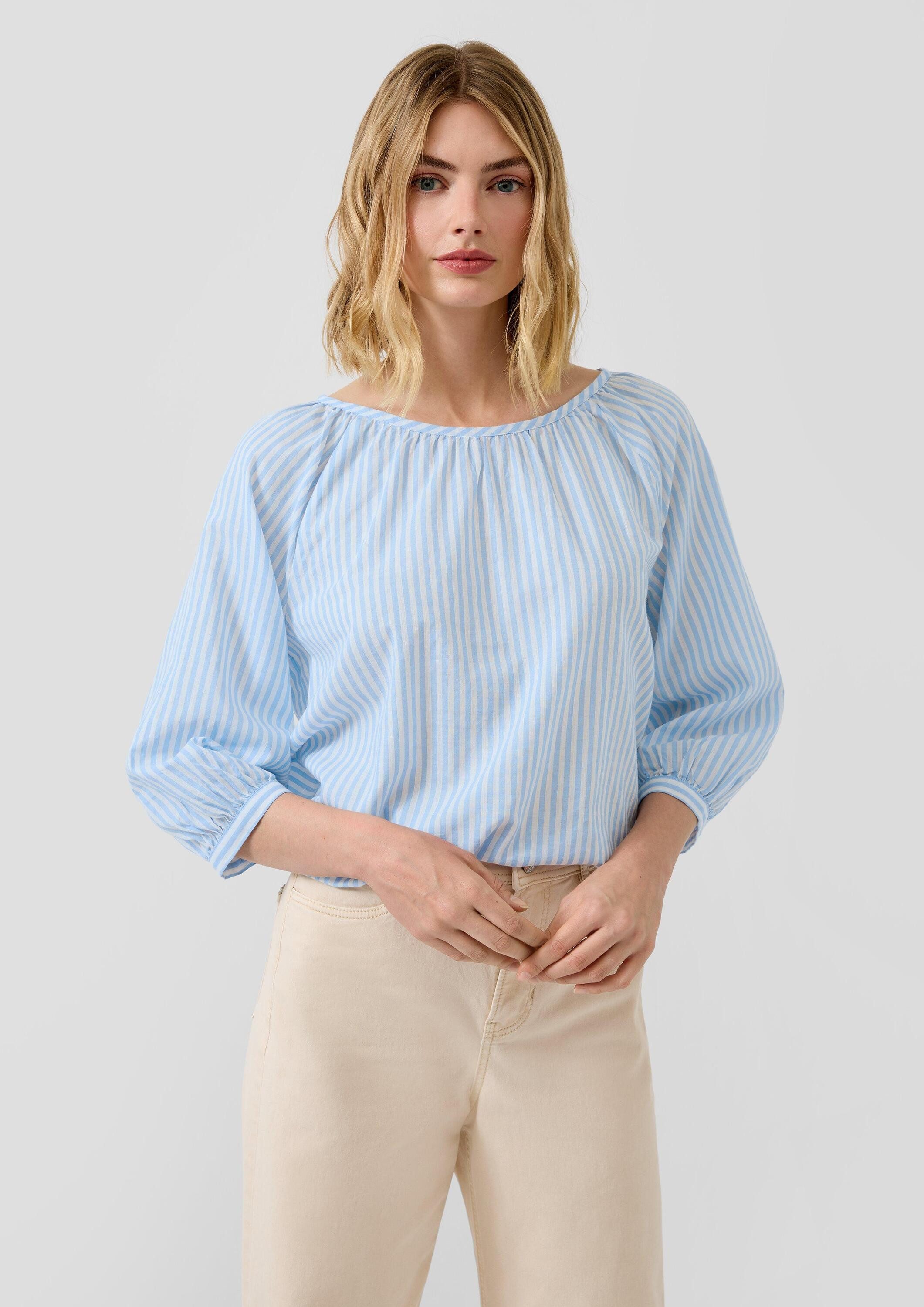 s.Oliver Kurzarmbluse Bluse Bluse aus Baumwoll-Viskosemix mit Raffung günstig online kaufen