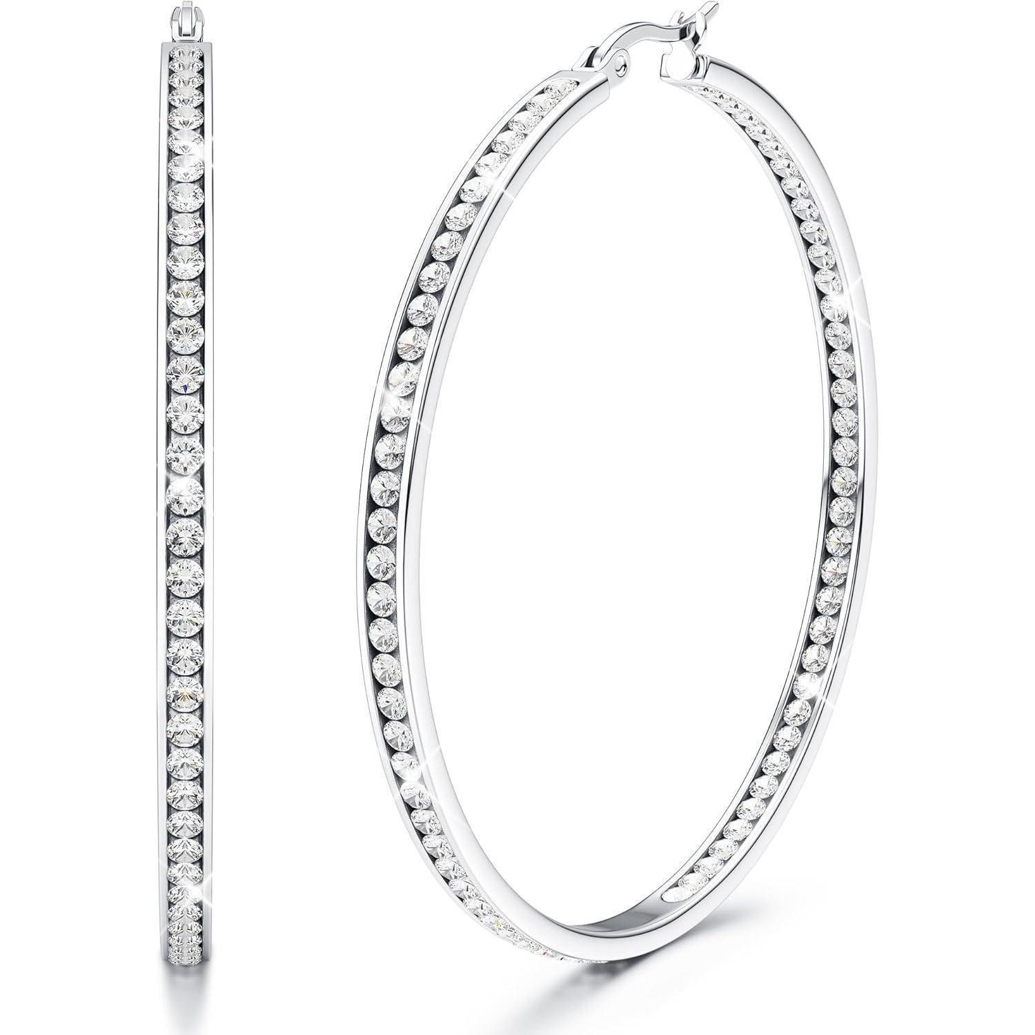 LuxusKollektion Fingerring Creolen Edelstahl Zirkonia Hypoallergen Damen Si günstig online kaufen