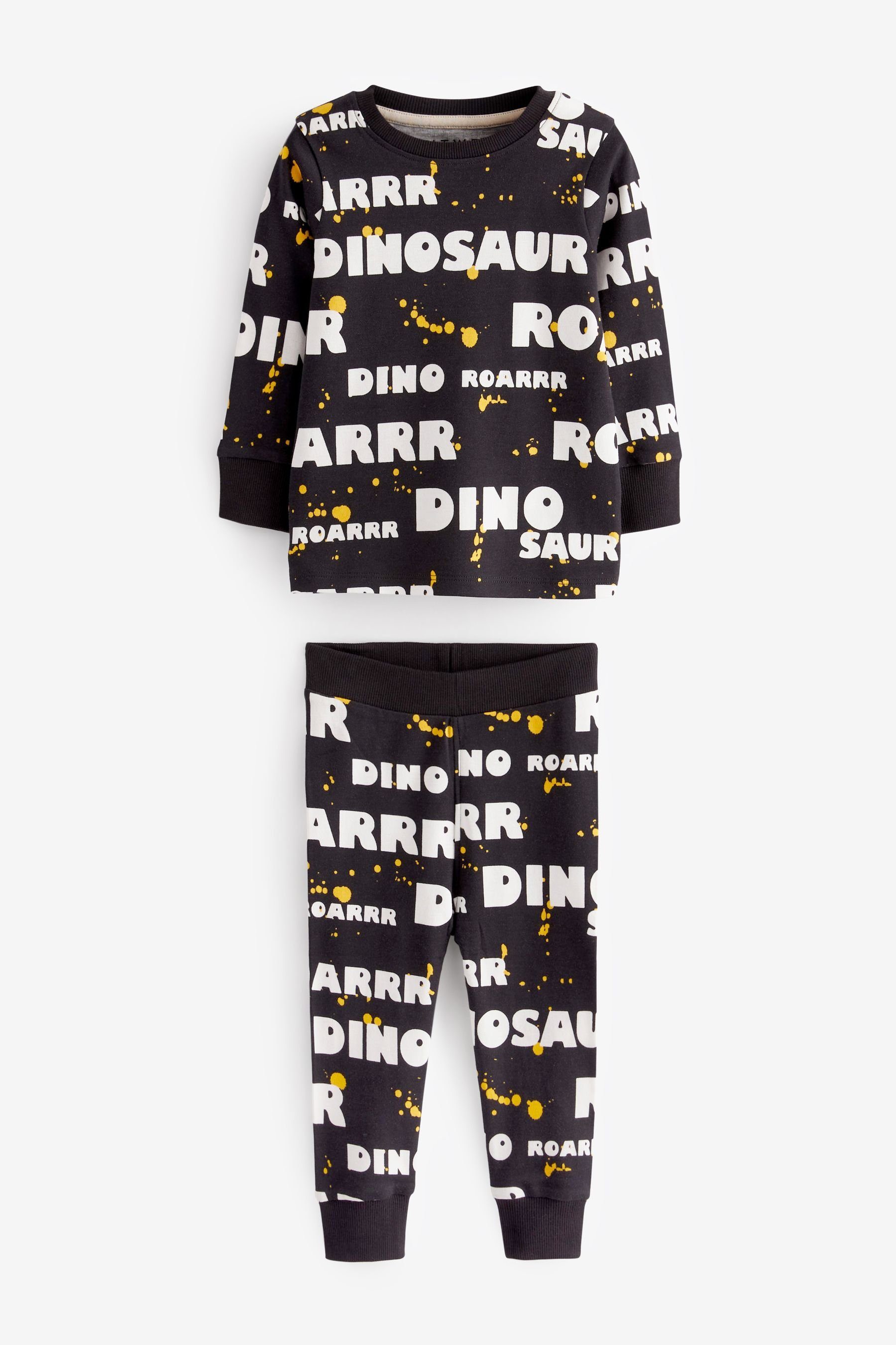 (6 Pyjama Snuggle tlg) Black/Gold Dinosaur 3er-Pack Schlafanzüge Next