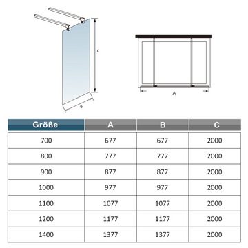 duschspa Duschwand Duschwand Duschtrennwand Walk in Dusche 200cm Milchglas 10mm Glaswand, Einscheibensicherheitsglas, (Set), Glas, Milchglas