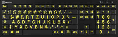 Logickeyboard XL-Print Yellow on Black DE (PC/Nero) Slimline-Tastatur
