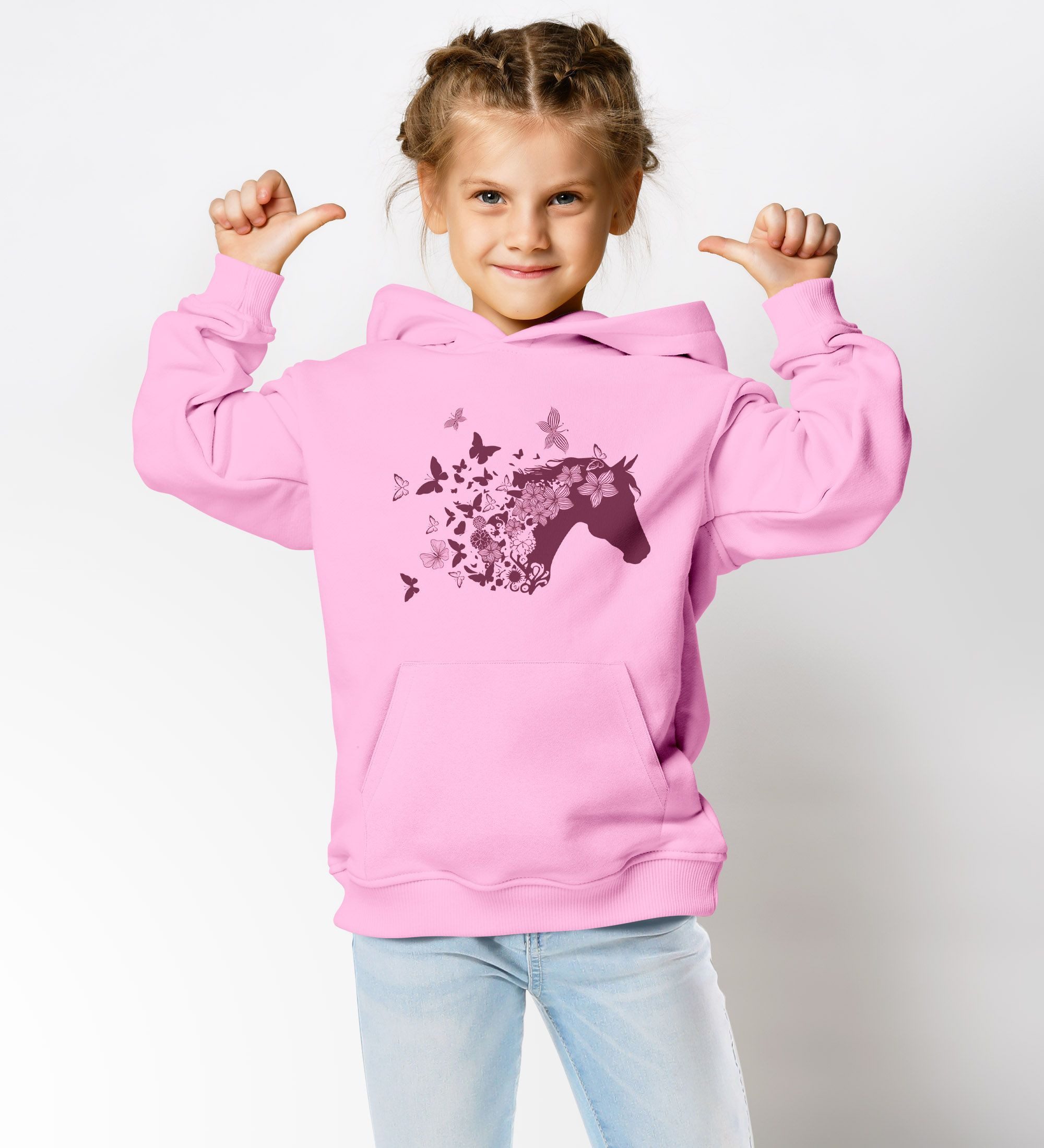 SpecialMe Hoodie Kinder Hoodie Mädchen Pferde Schmetterling Mädchengeschenke mit