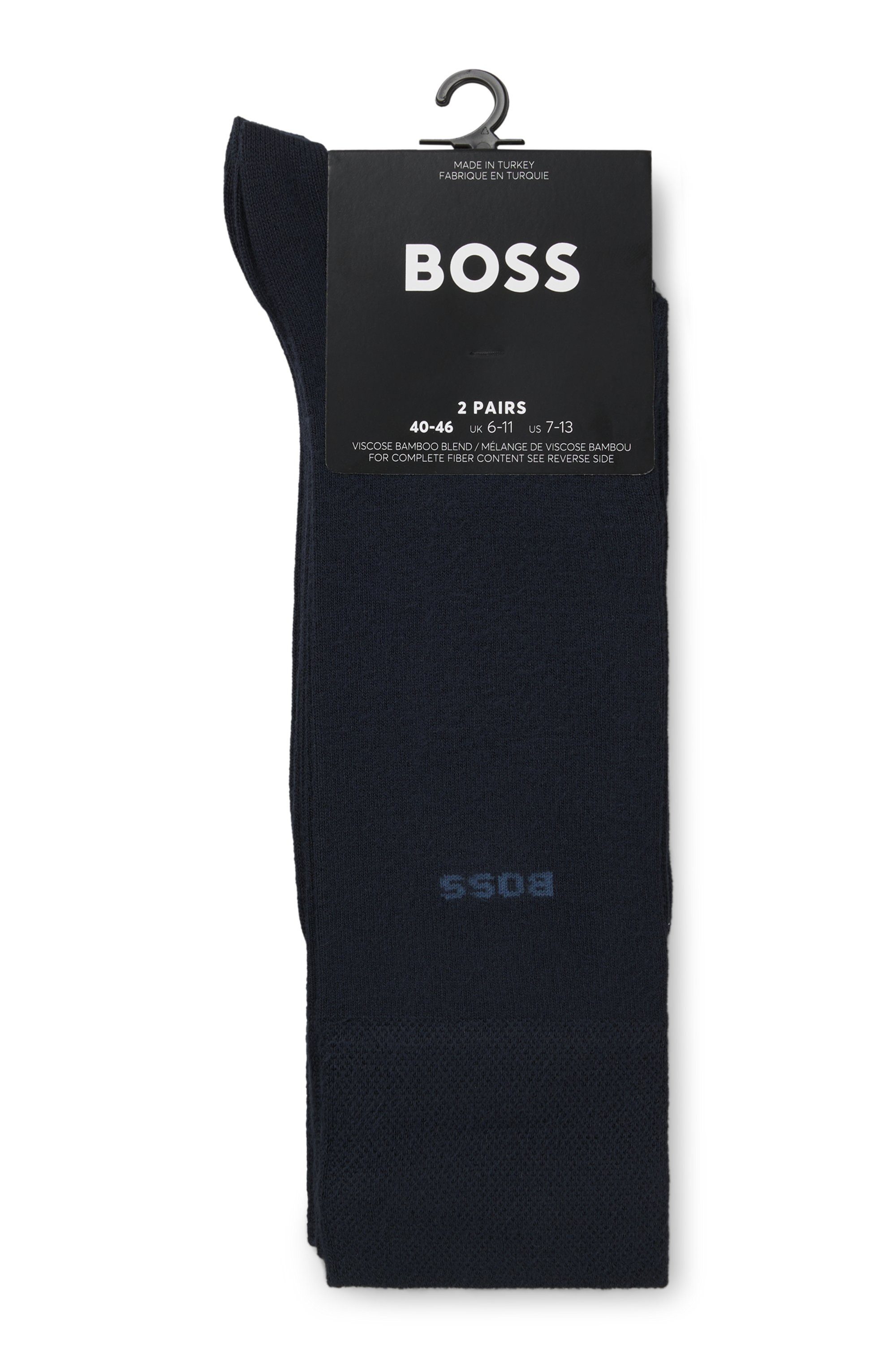 BOSS Businesssocken 2P RS Bamboo 1027 (Packung, 2-Paar) mit Strickbündchen