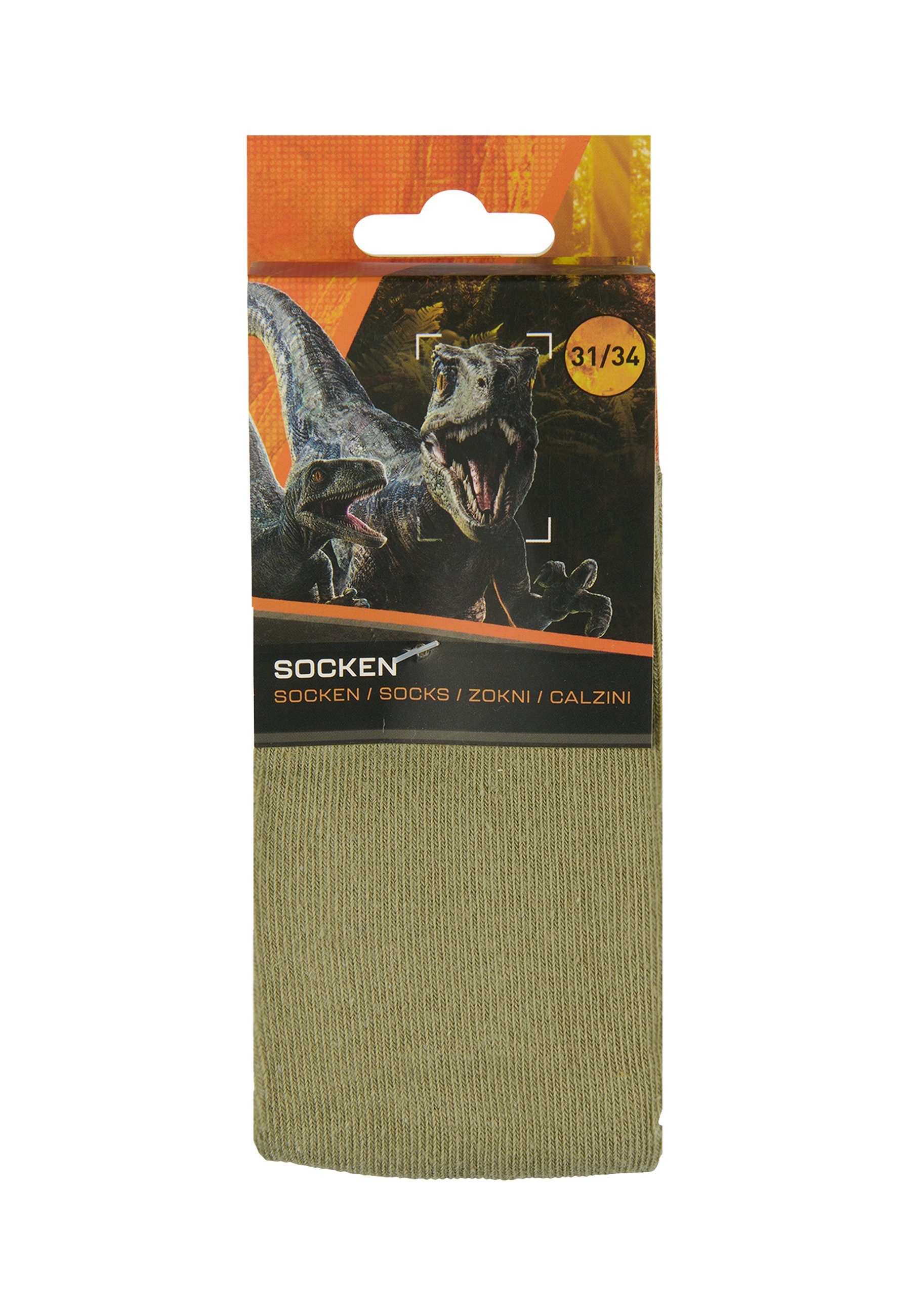 ONOMATO! Socken Jurassic World Kinder Socken 3er Pack Dinosaurier (3-Paar)