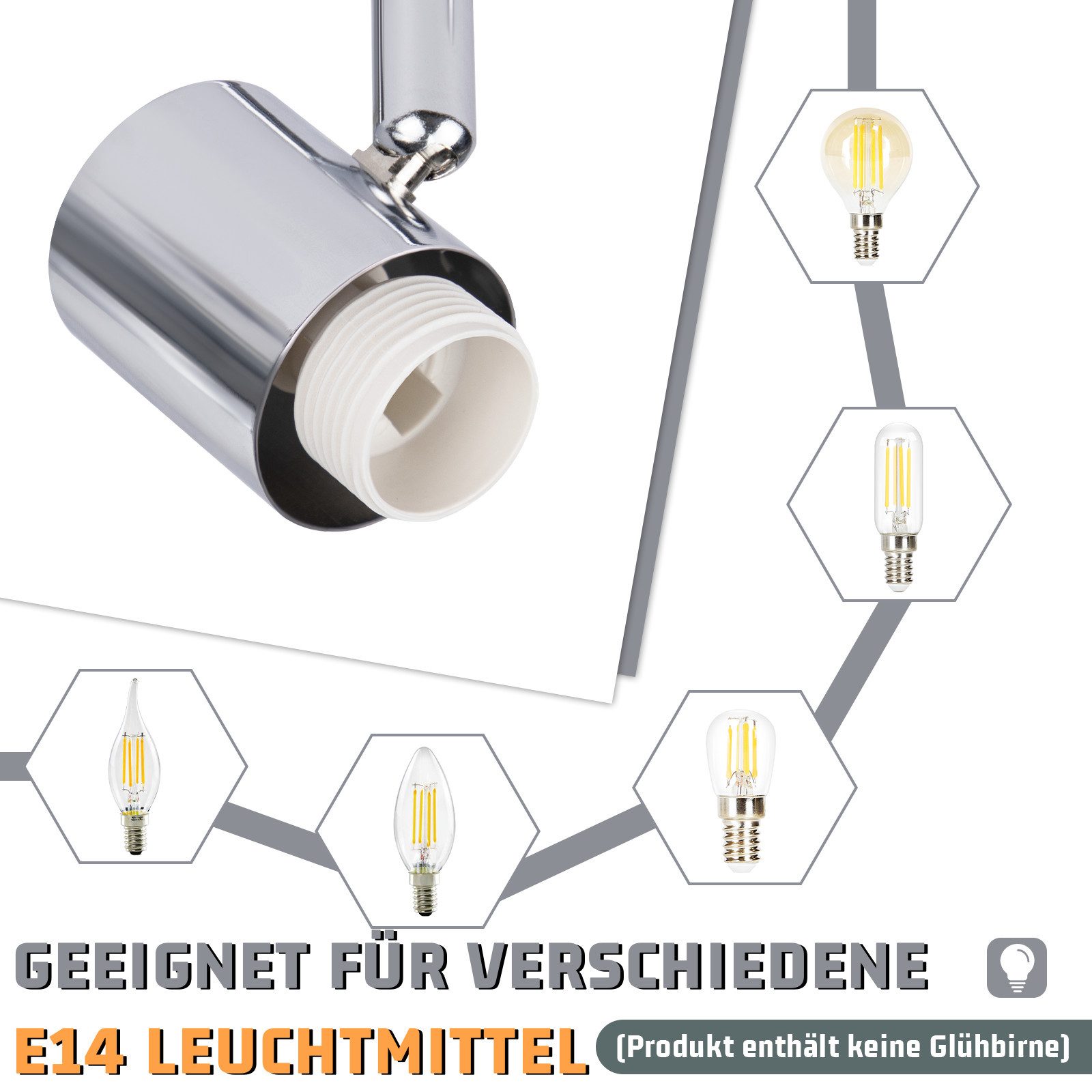 ZMH Deckenstrahler 6 Flammig Deckenleuchte E14 Morden Schwarz/Weiß Glas Woh günstig online kaufen