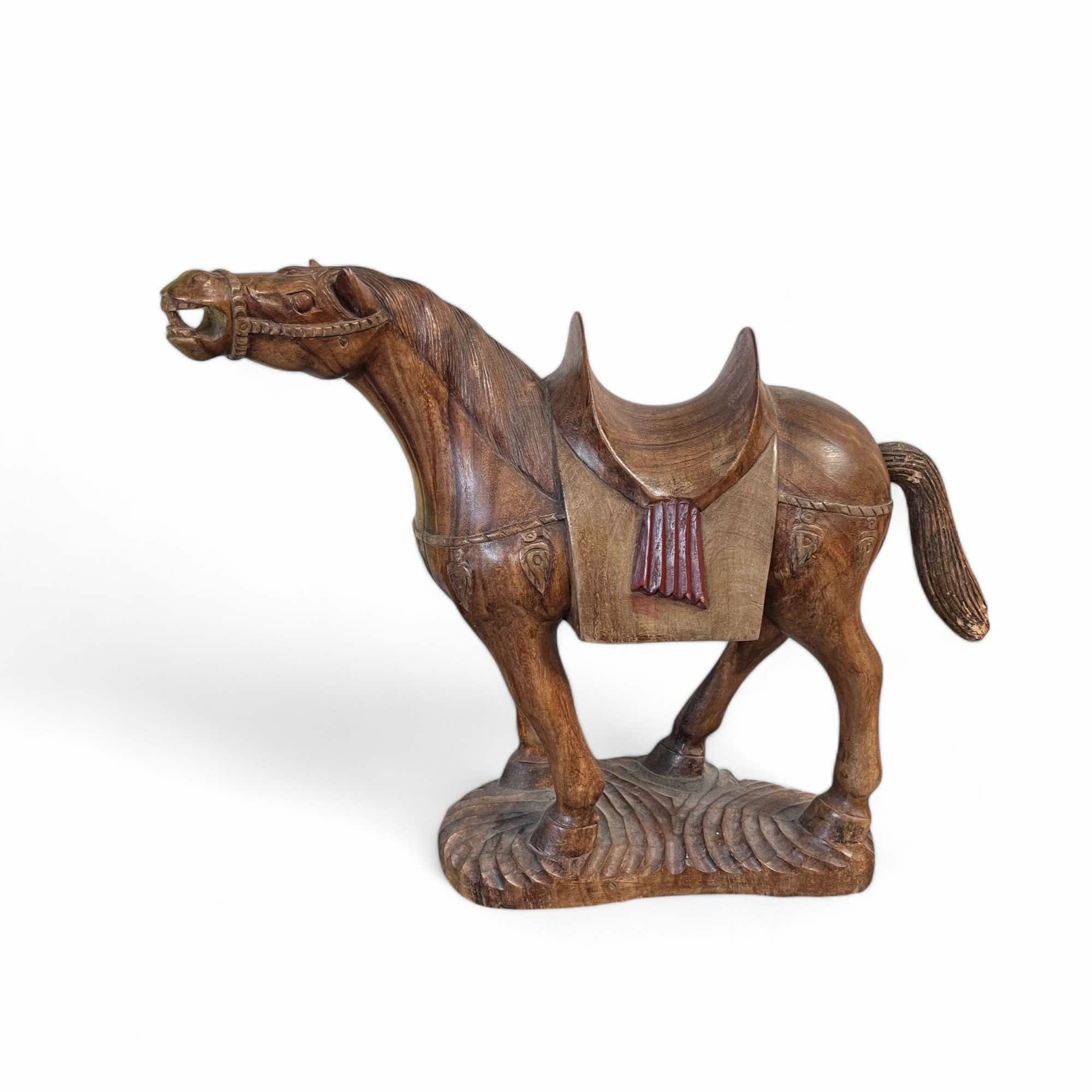 Asien LifeStyle Dekoobjekt Chinesisches Tang Pferd Holz Skulptur 56 cm groß - Unikat