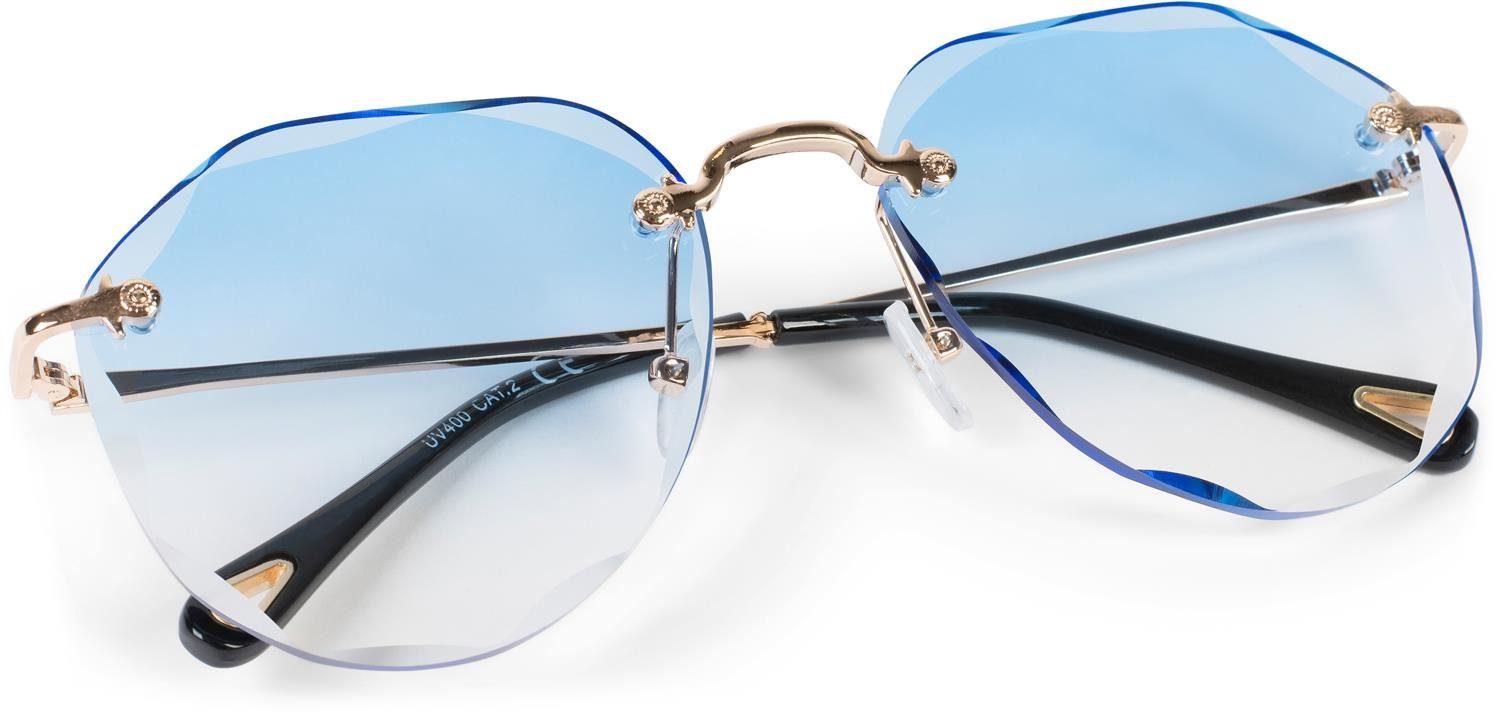 Sonnenbrille (1-St) styleBREAKER Getönt Gold Blau / Gestell Glas Verlauf