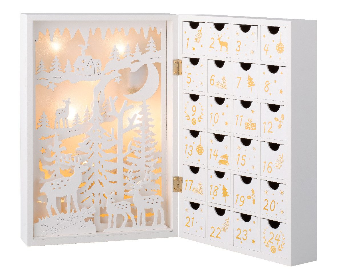 Natura Balance befüllbarer Adventskalender Adventskalender Holz befüllen DIY bestücken Damen Kinder 35cm weiss (1-tlg)