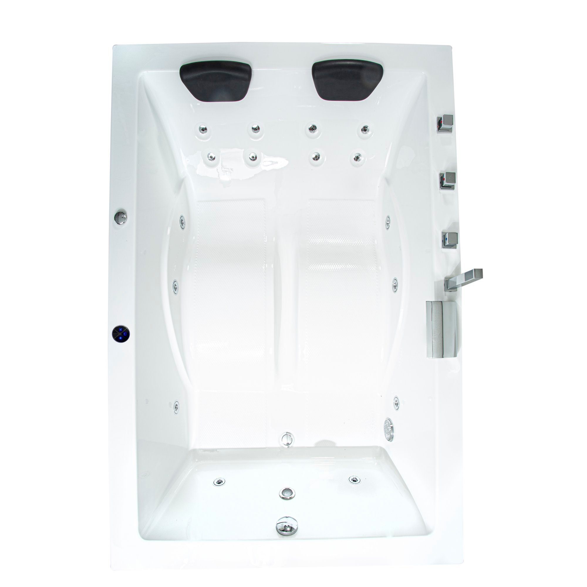Basera® Whirlpool-Badewanne BASIC Indoor Whirlpool Badewanne XXL Wave 180 x 130 cm für 2 Personen, (Komplett-Set), mit 16 Massagedüsen, Wasserfall, LED