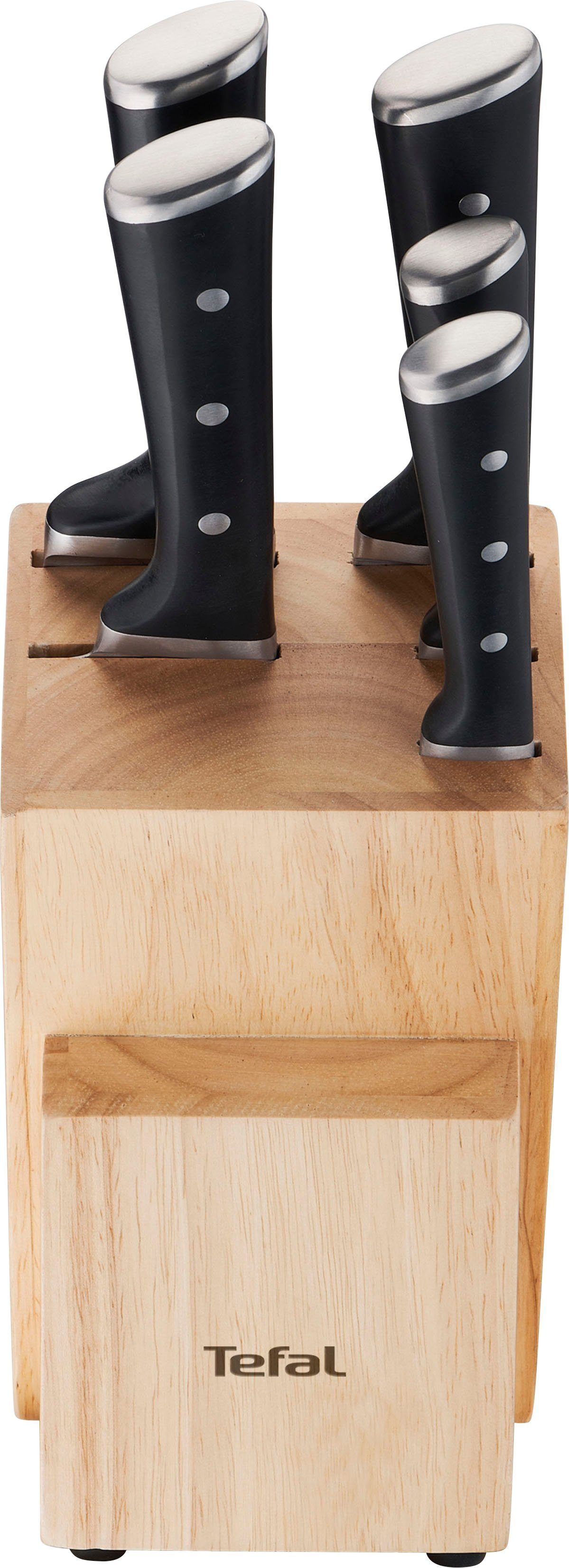 Tefal Messerblock Ice Force, Messerblock aus Holz (6tlg), Eishärtung, Edelstahl Made in Germany, optimale Schärfe