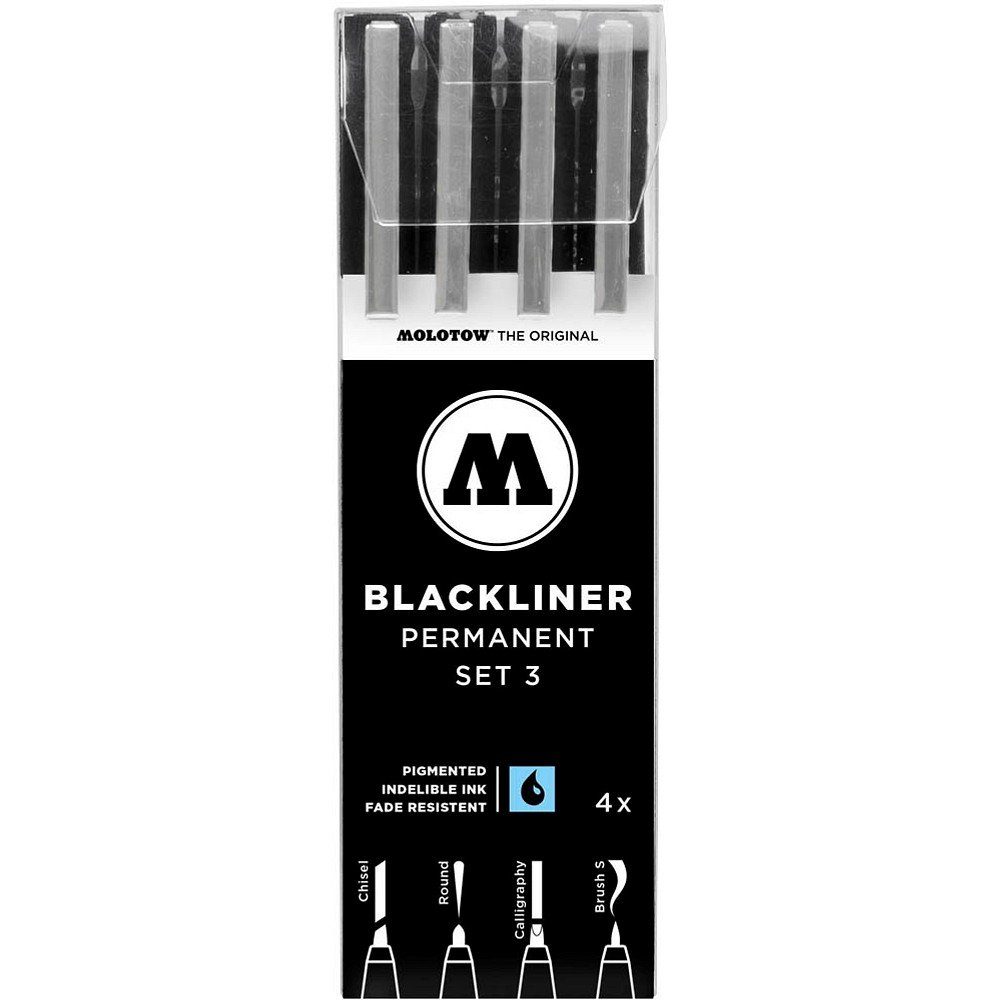 MOLOTOW MOLOTOW BLACKLINER SET 3 Fineliner-Set schwarz 4 St. Tintenpatrone