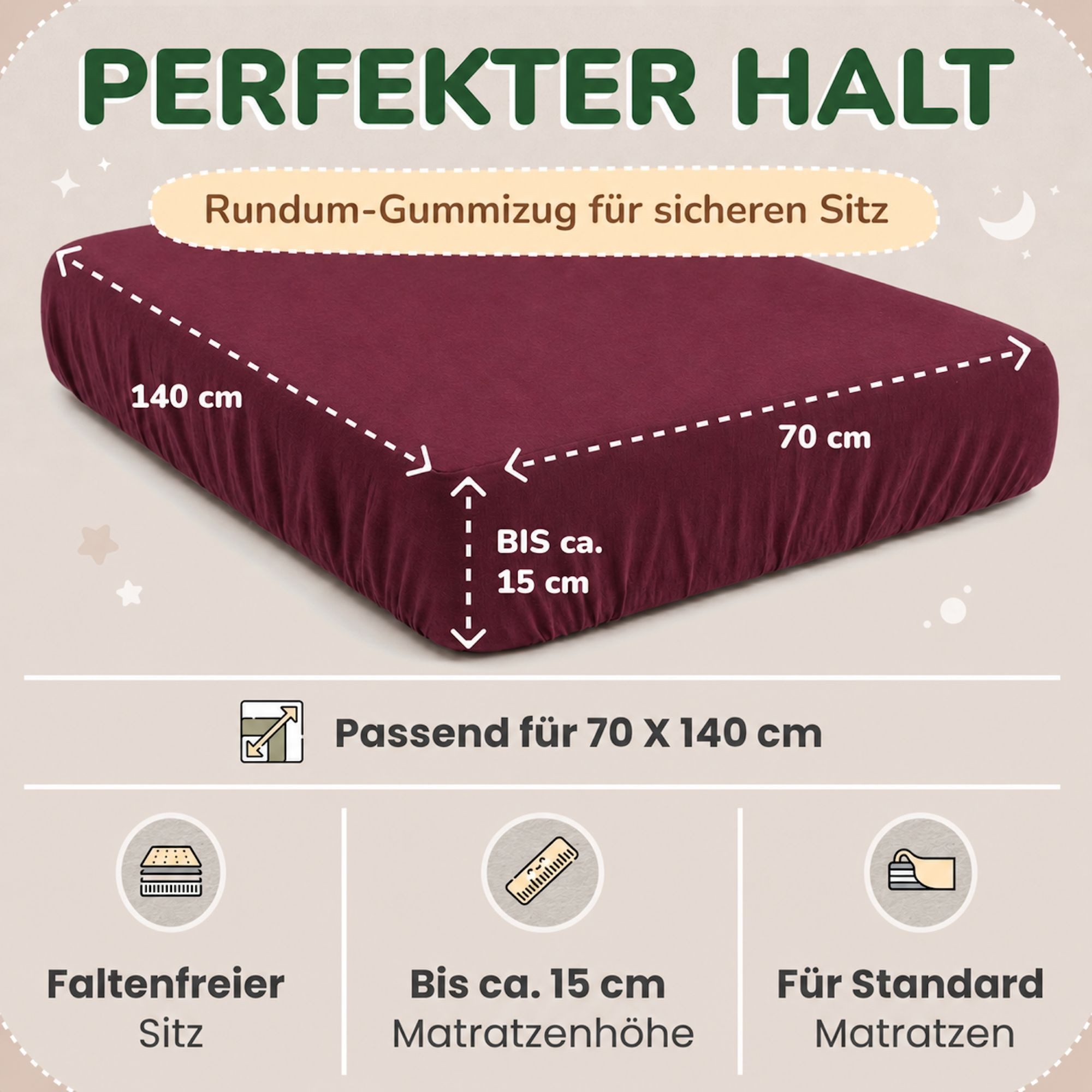 leevitex® Spannbettlaken in verschiedenen Größen und Farben, Jersey aus 100% Baumwolle, Jersey, Gummizug: rundum, (1 Stück), in verschiedenen Größen und Farben, Jersey aus 100% Baumwolle