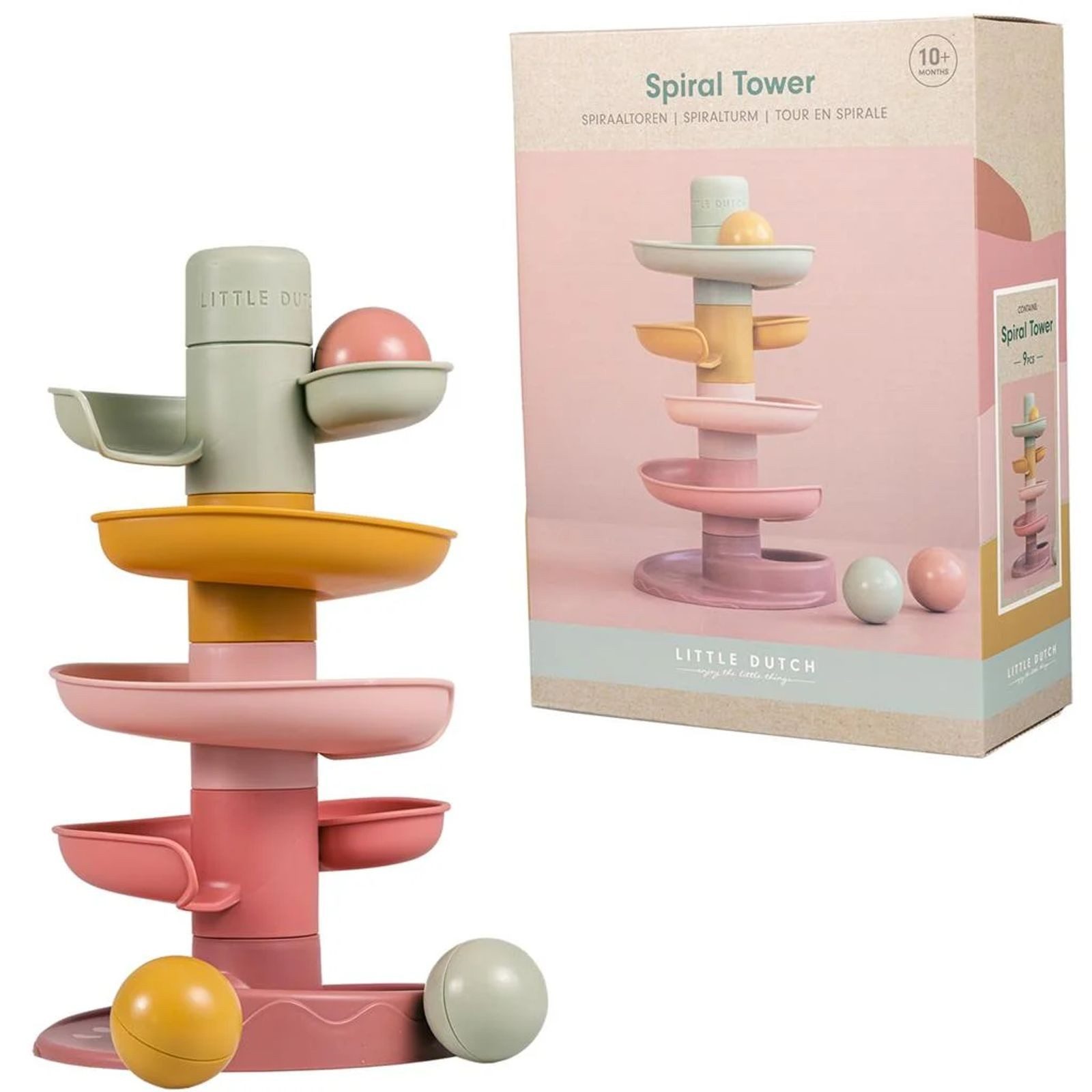 Kugelbahn Little Dutch Spiralturm Rosa mit 3 Kugeln - Lernspielzeug - Kugelbahn