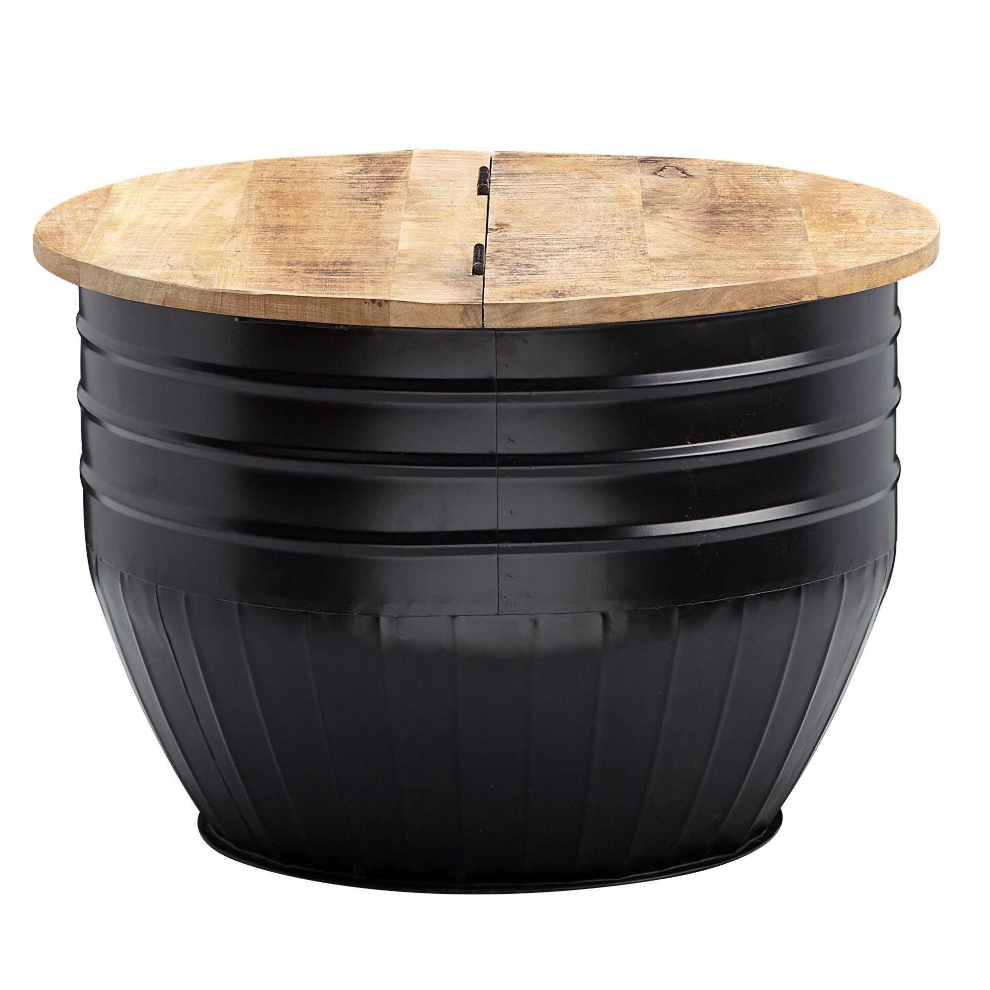 möbelando Couchtisch Couchtisch Mango Holz Metall 60x41x60 cm Industrial Style Rund, Desig, 60 cm (L)