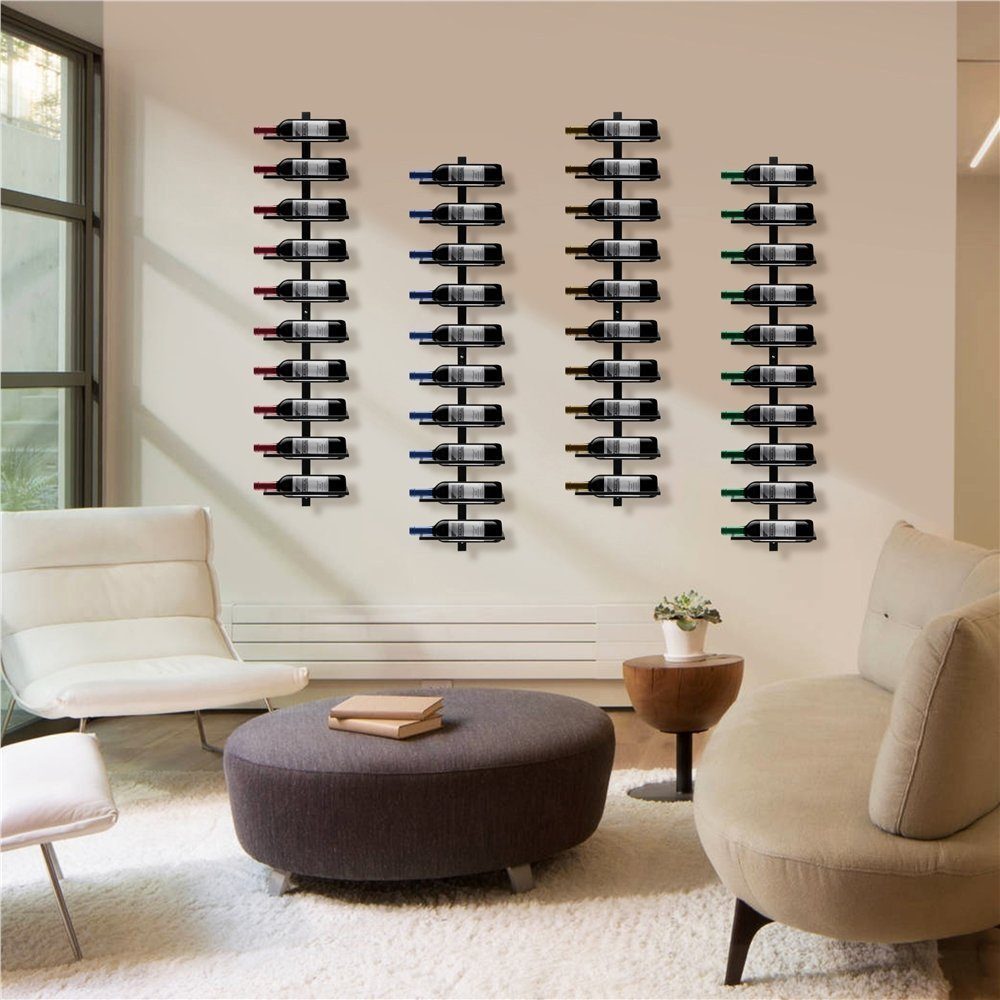 Yaheetech Weinregal Flaschenregal für 10 Flaschen, 1-tlg., Flaschenhalter aus Metall, Wandmontage – Bild 2 von 5