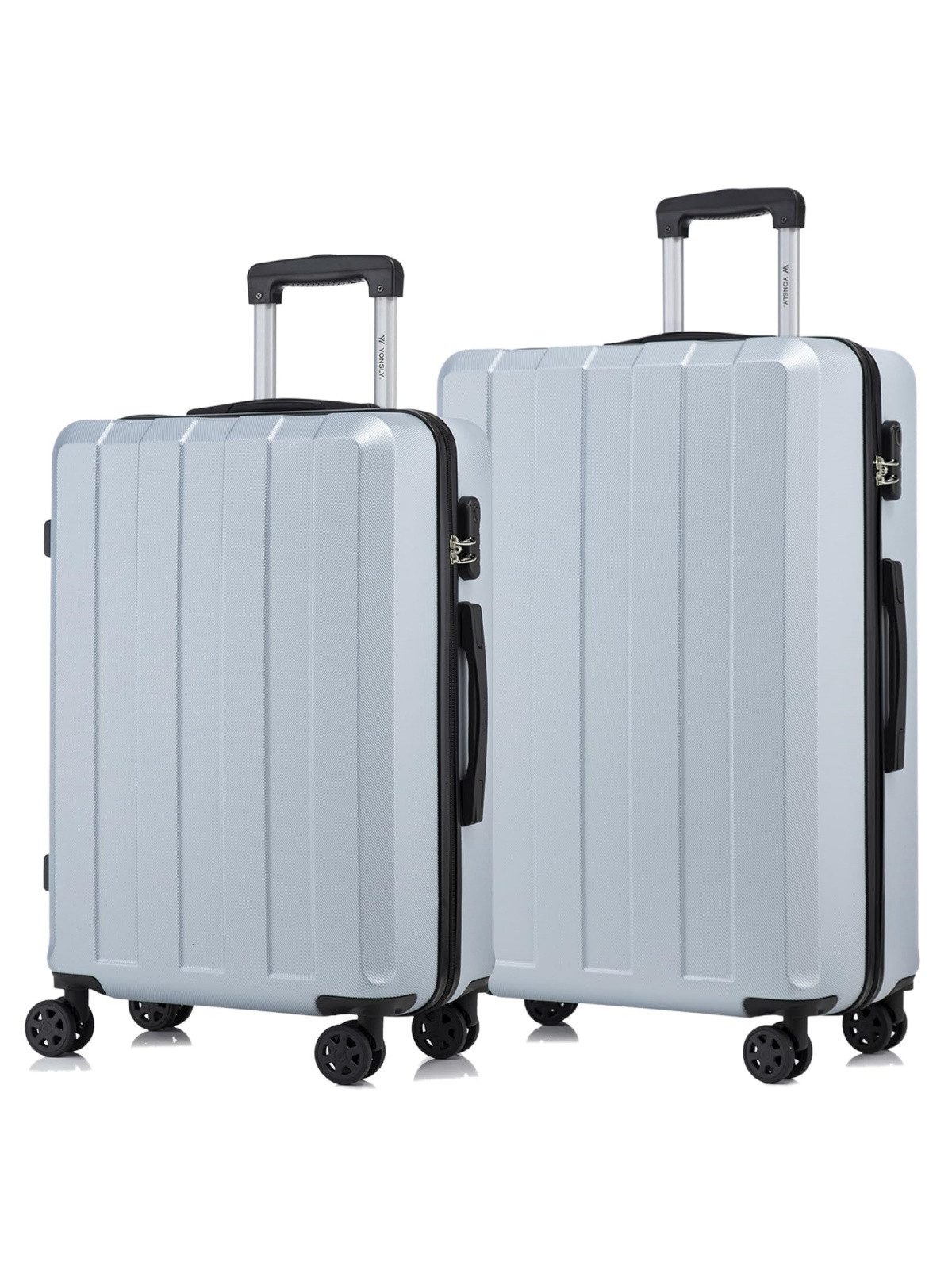 YONSLY Kofferset Reisekoffer Rollkoffer Hartschale für Kurz- und Urlaubsreisen, 4 Rollen, (Spar-Set, 2 tlg., Hartschalen Trolley Set), ABS mit Zahlenschloss, 360°-Rollen und komfortablem Gummigriff