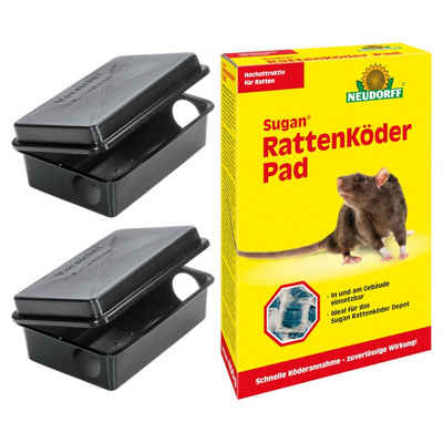 ZGM Gift-Rattenköder Set zur Rattenbekämpfung - 2x Ratten Köderstation + Sugan Rattenköder