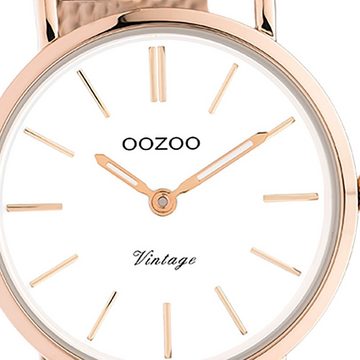 OOZOO Quarzuhr Oozoo Unisex Armbanduhr roségold Analog, Damen, Herrenuhr rund, klein (ca 28mm) Edelstahlarmband, Elegant-Style