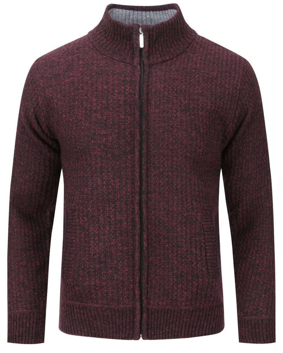 Allthemen Strickjacke mit Stehkragen Herren klassischer Cardigan