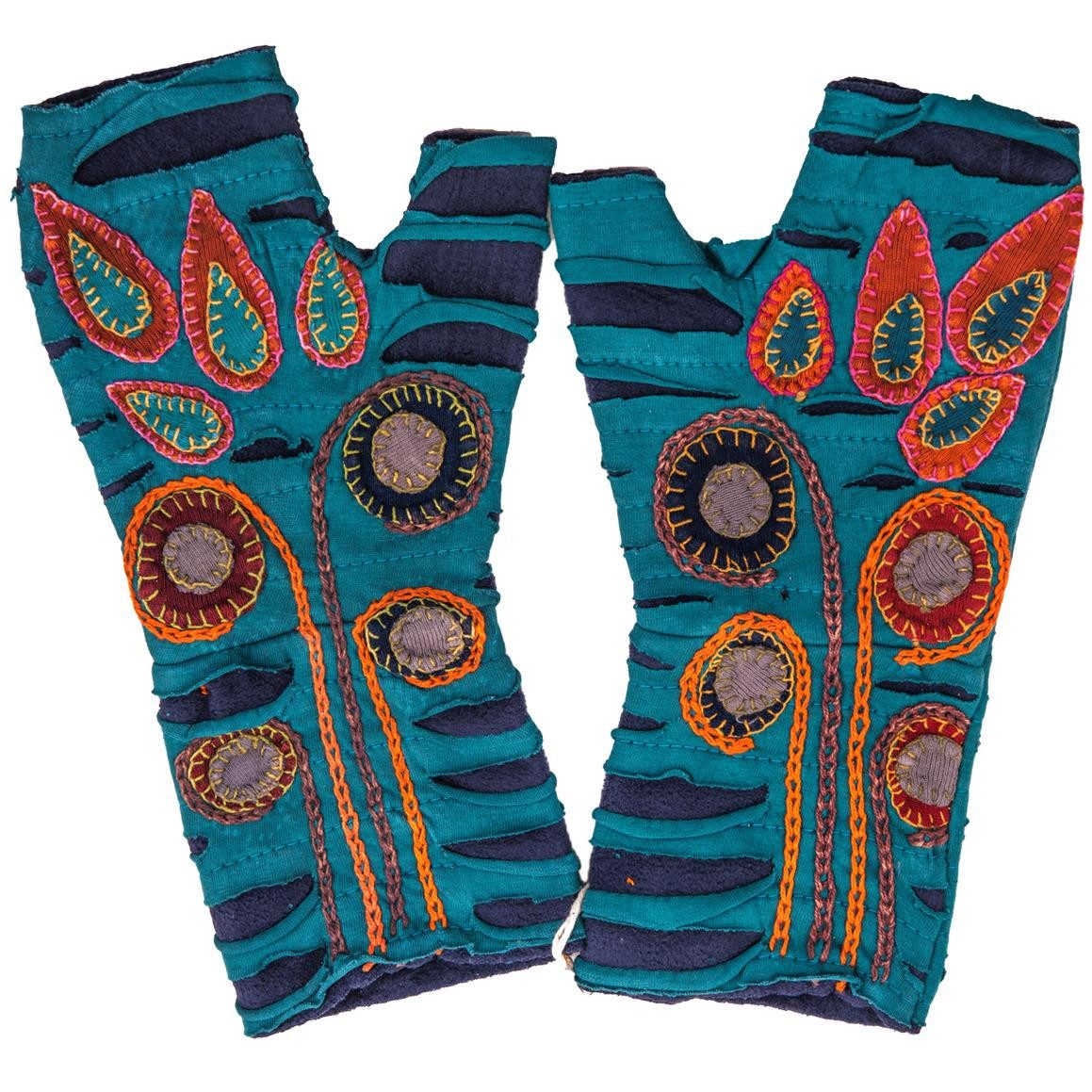 Vishes Защитные манжеты Bestickte Damen Handschuhe Гетры mit Daumen Fleece Gefüttert Alternative Bekleidung, Hippie, Goa Style