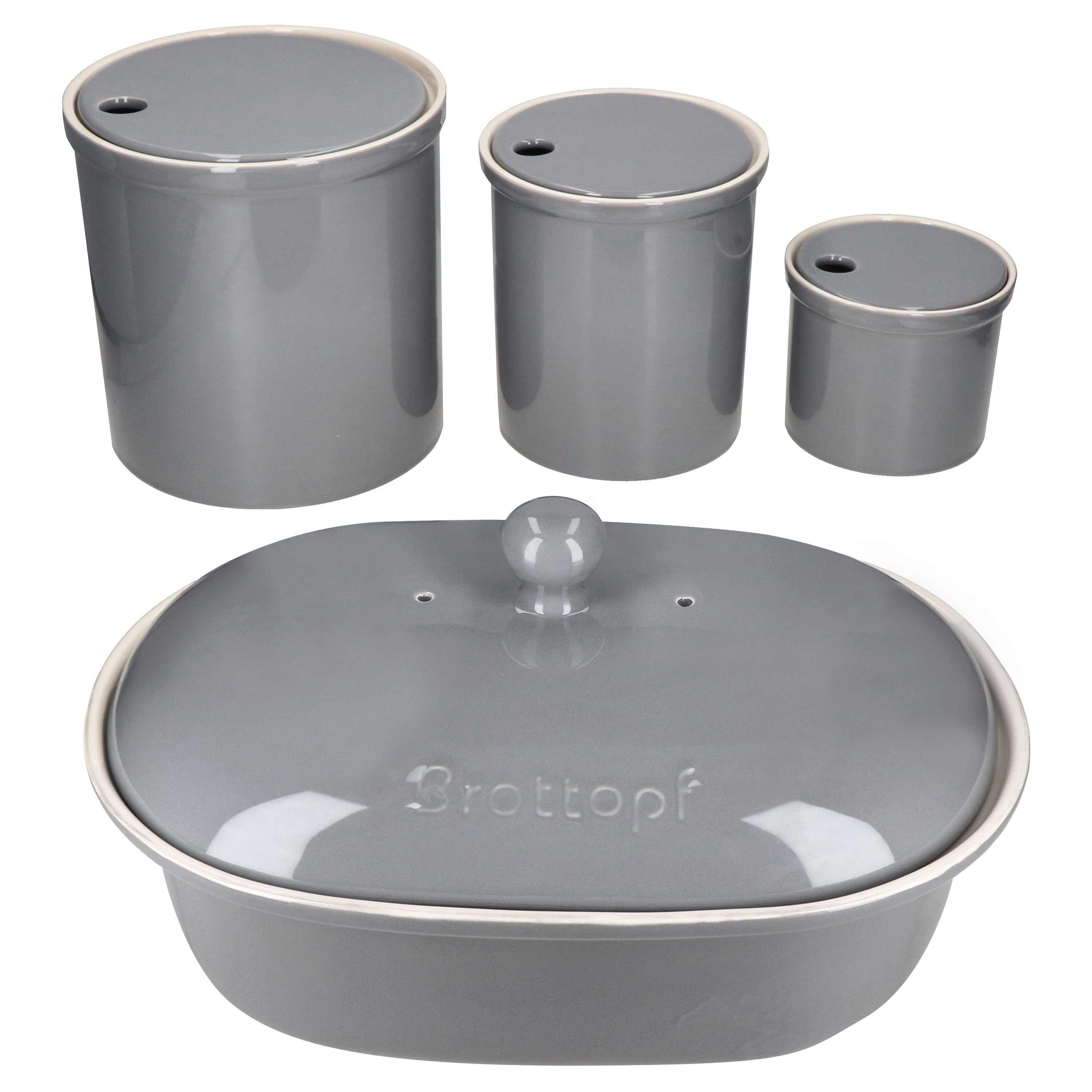 Vorratsglas 4er Set Oskar Vorratsdose S M L Brottopf in Grau Kartoffeln Zwiebeln