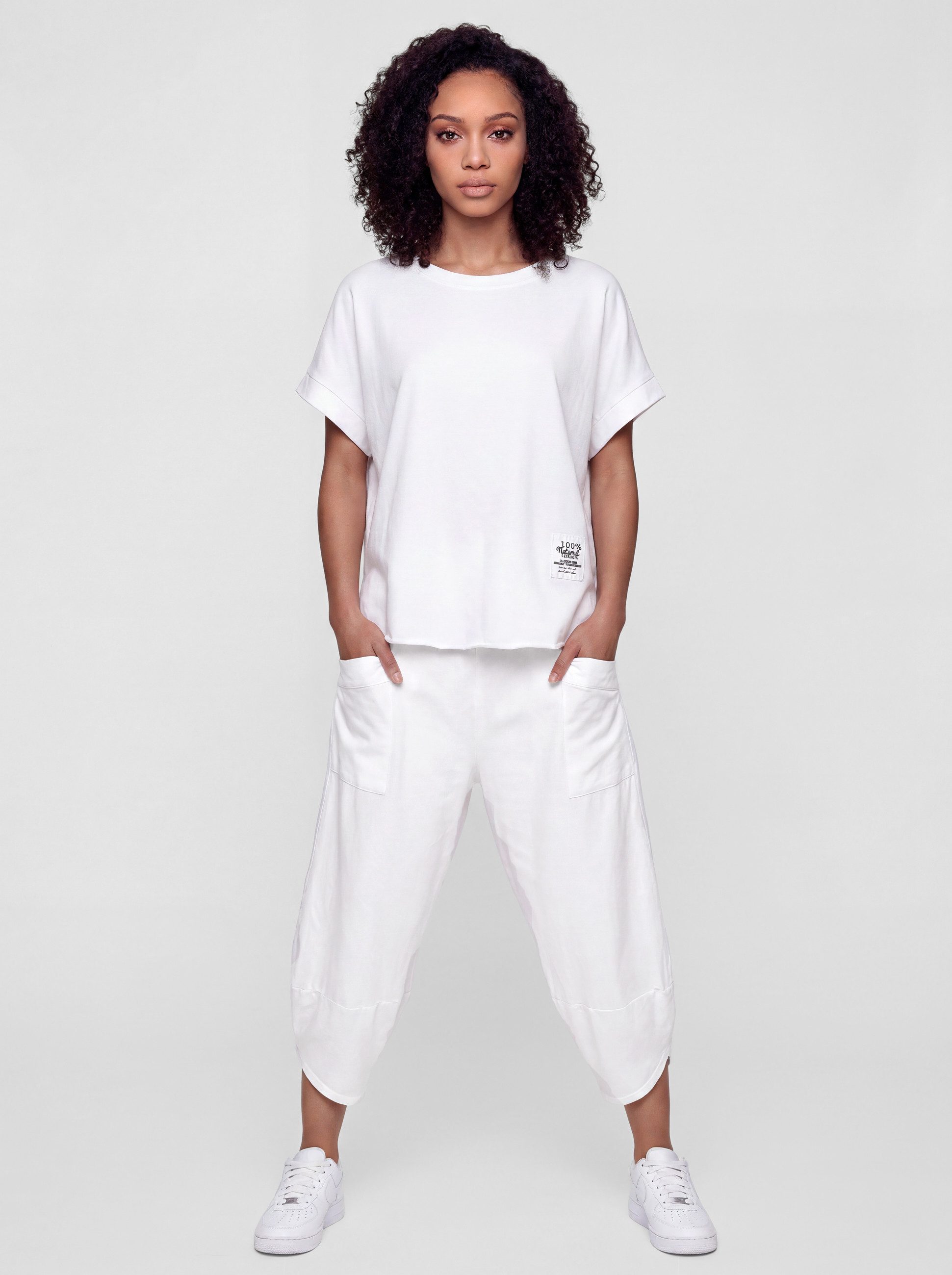 PEKIVESSA Jogginganzug Oversized Kurzarm Sweatanzug Set mit 7/8-Hose (2-tlg), Sweatshirt & Sweatpants 2-tlg.