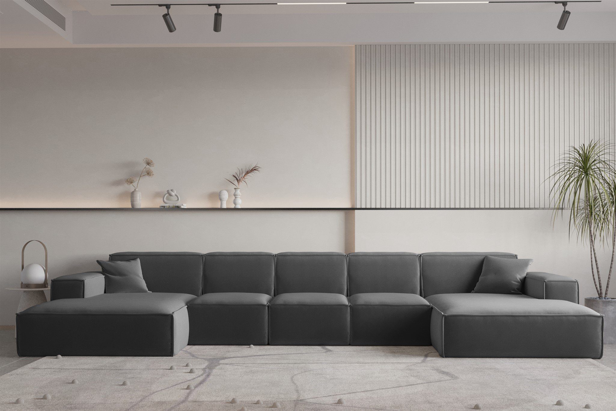 Fun Möbel Wohnlandschaft U-Form CELES PREMIUM XL, Breite 462 cm, inkl. 2 Zierkissen