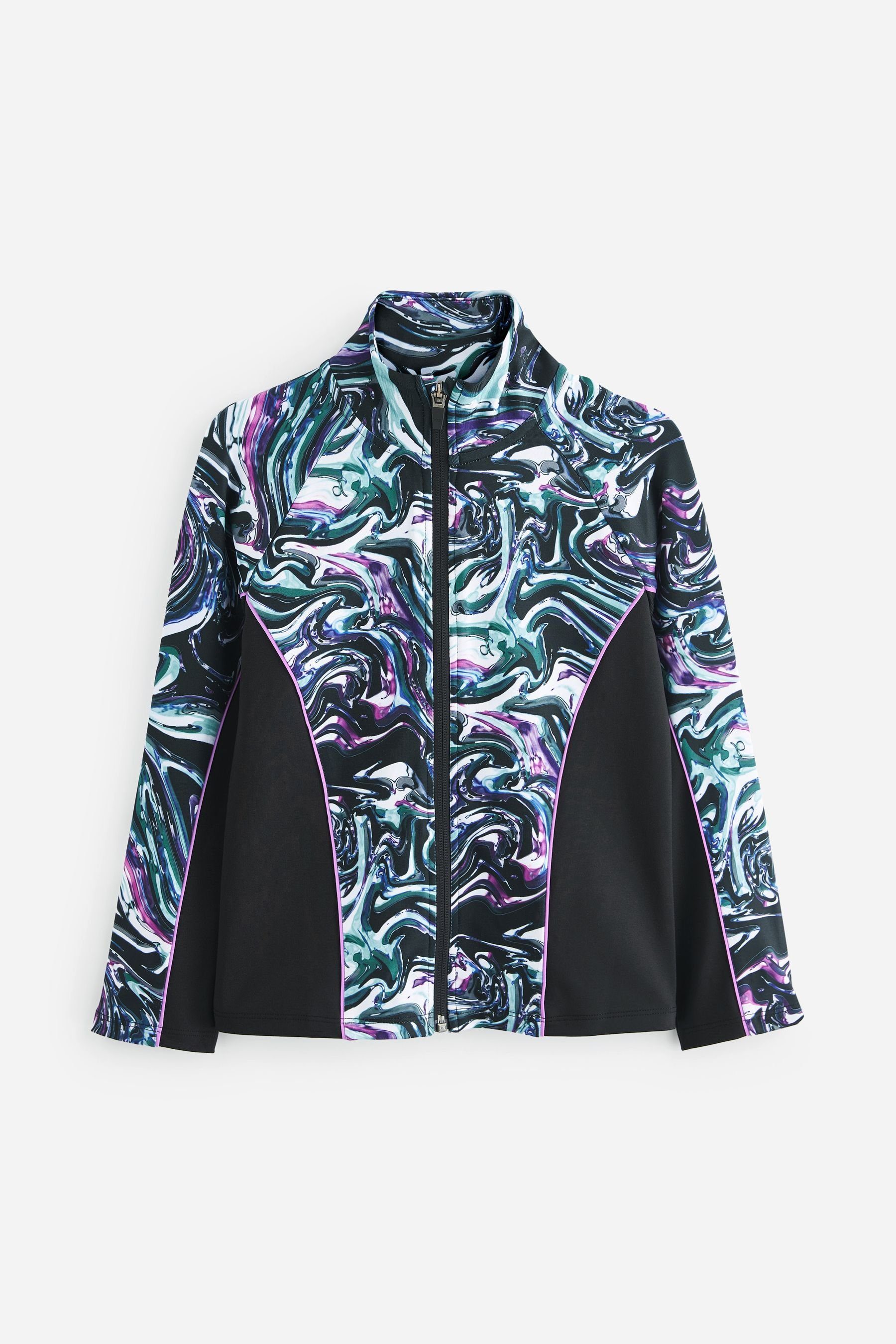 Next Sweatjacke Sportliches Top mit Reißverschluss (1-tlg) Pink/Blue/Black Marble Swirl | Jacken