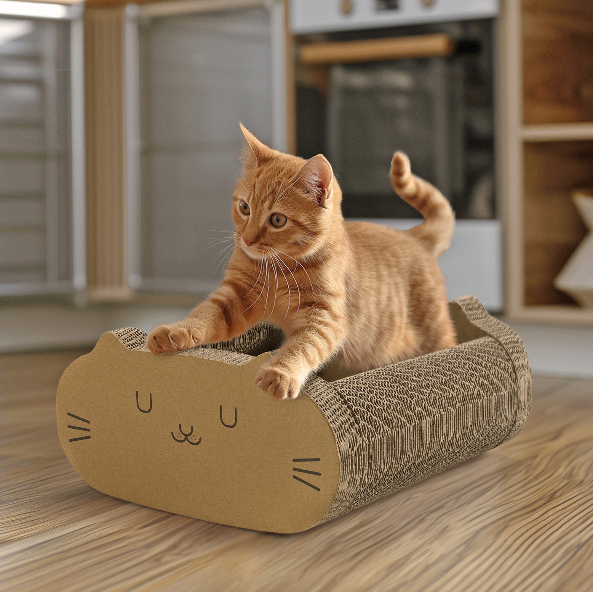 Kratzpappe Kratzpappe für Katzen - 2-in-1 Katzenkratzbrett und Loungebett