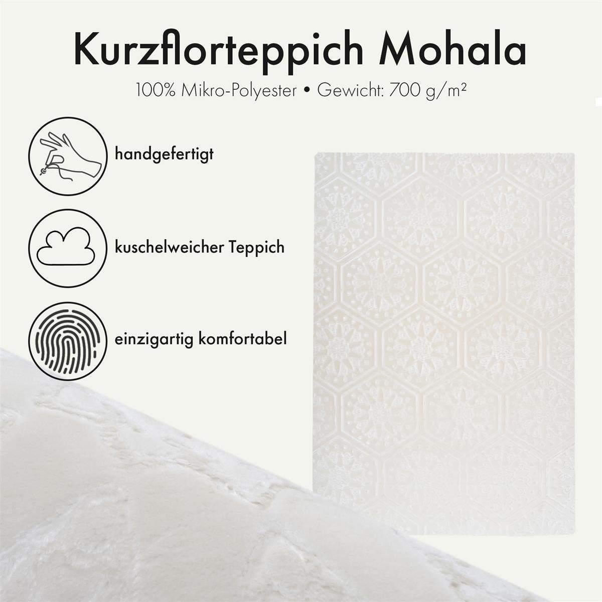 Qiyano Teppich Kurzflorteppich Mohala 100 Weiß günstig online kaufen
