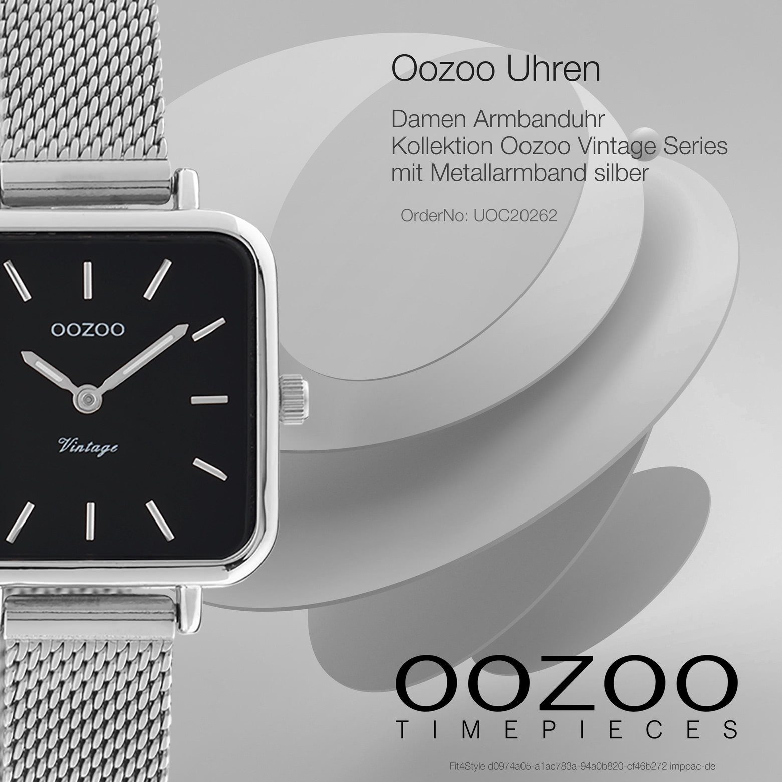 OOZOO Quarzuhr Oozoo Metall, Vintage Damen klein Series, Casual-Style Armbanduhr Mesharmband, rechteckig, Damenuhr (26x26mm)