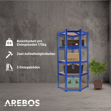 Arebos Schwerlastregal 70x70x180 cm, Eckregal, 875kg, in 3 Farben, Stück