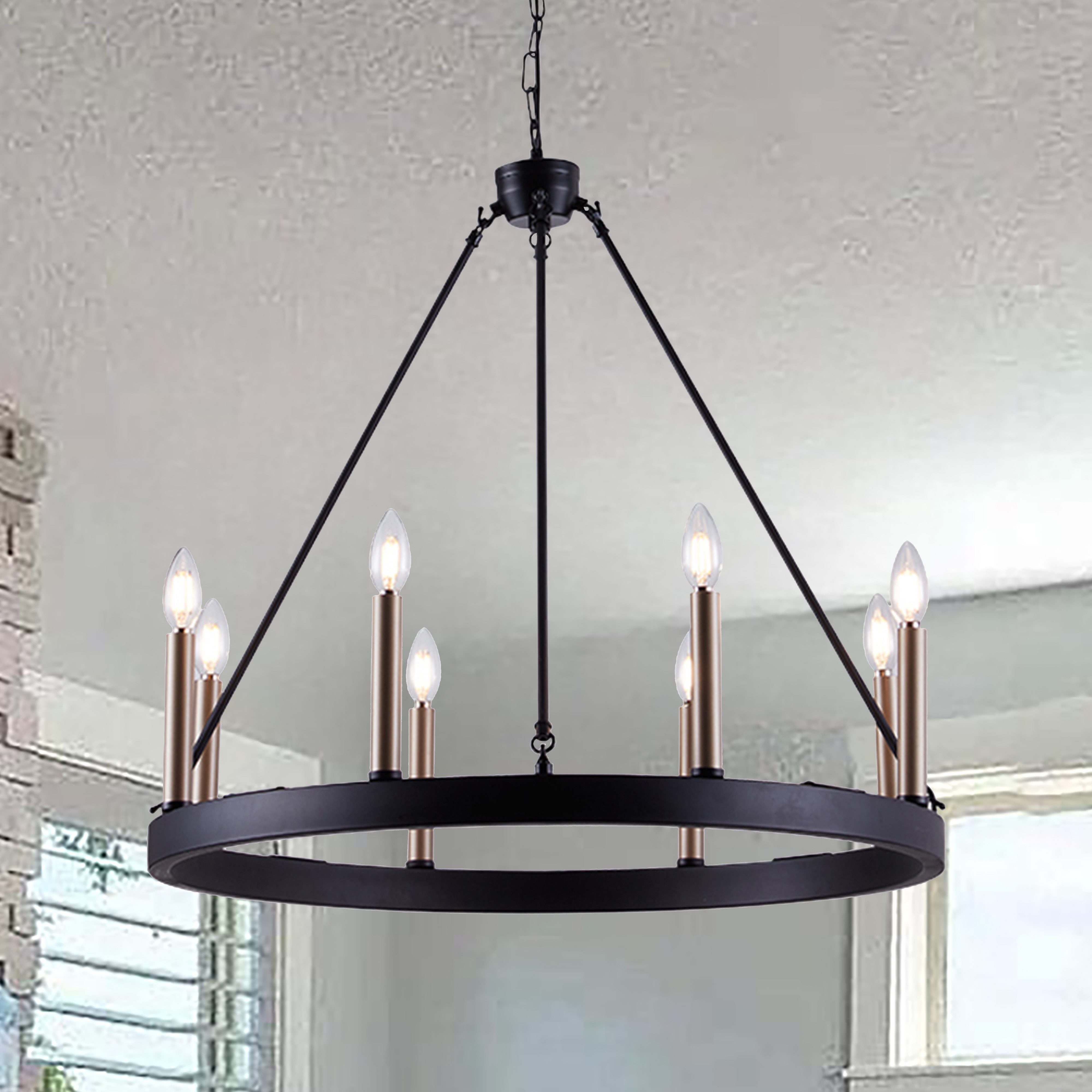 MLT&RIDDLE Kronleuchter Eleganter Wagenrad-Kronleuchter mit 8 Kerzen, ohne günstig online kaufen