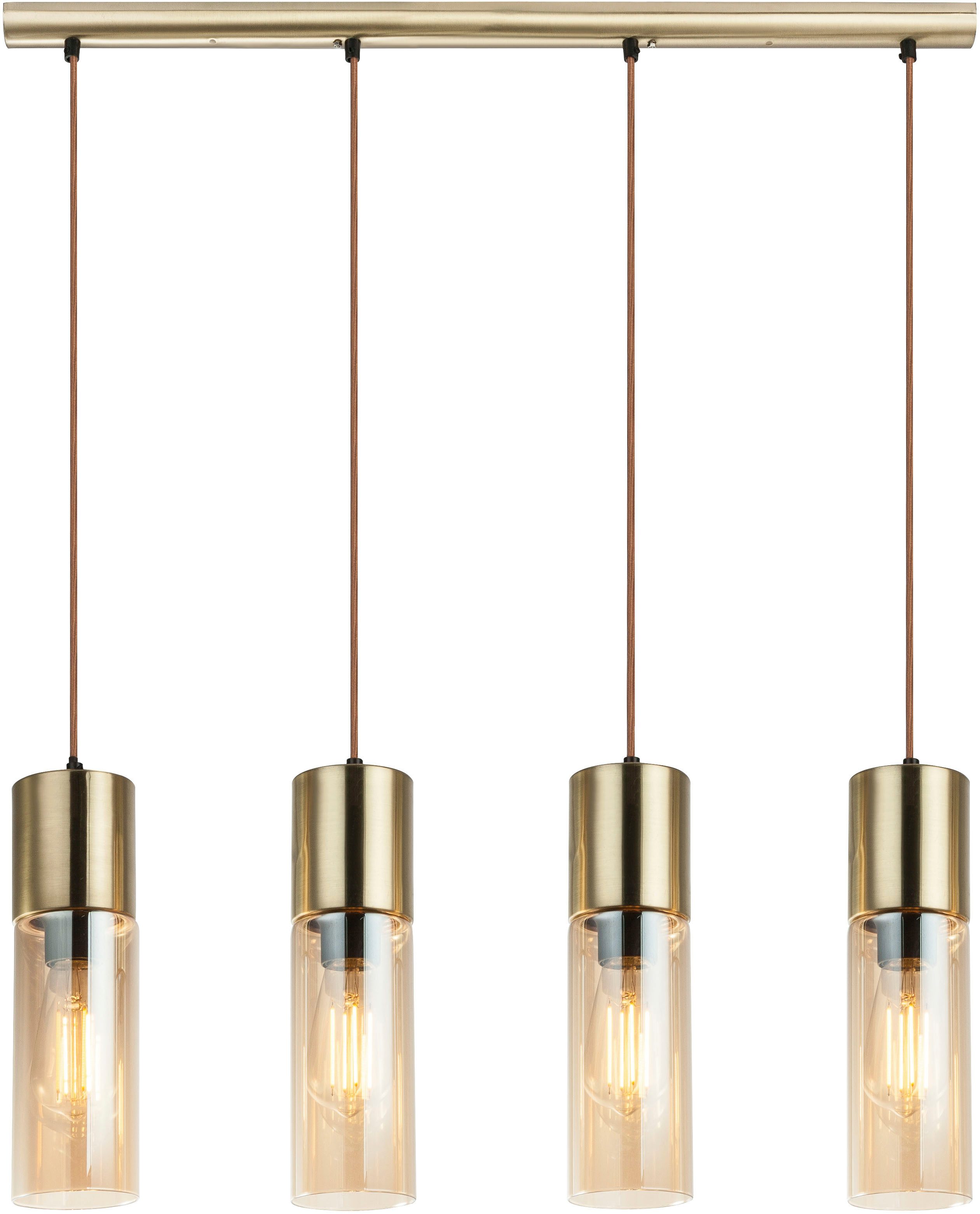 GLOBO LIGHTING Hängeleuchte ANNIKA, ohne Leuchtmittel, Hängeleuchte Messing, Glas amber, E27