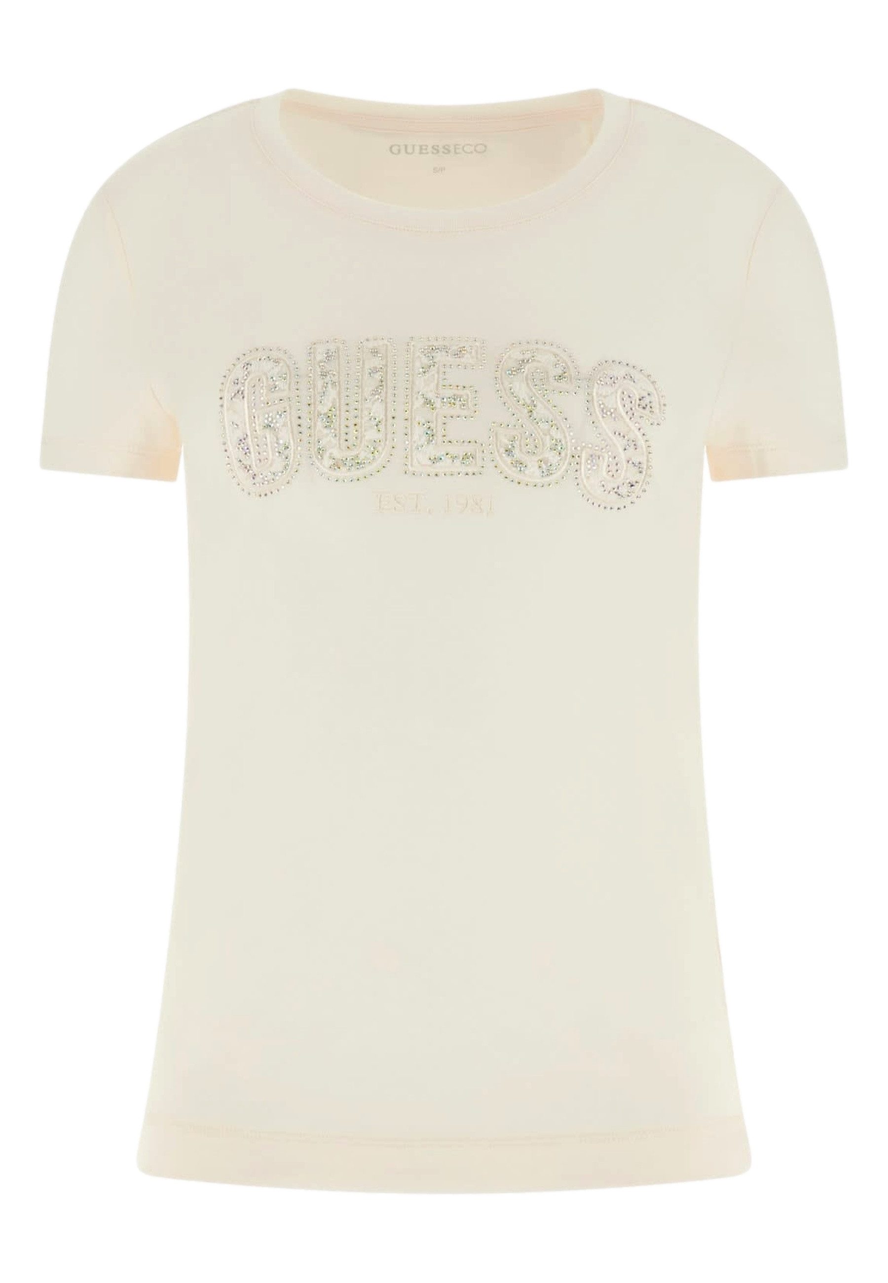Guess T-Shirt T-Shirt LOGO LACE Kurzarmshirt (1-tlg., 1)