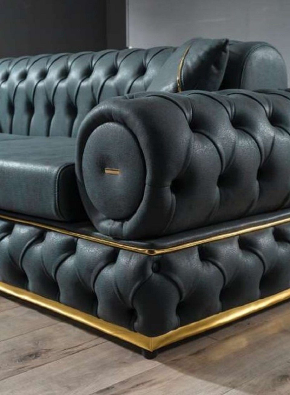 JVmoebel Wohnzimmer-Set, Luxus Sofagarnitur Leder Garnitur Sessel Sofa Sofas Sitzer 3+3+1