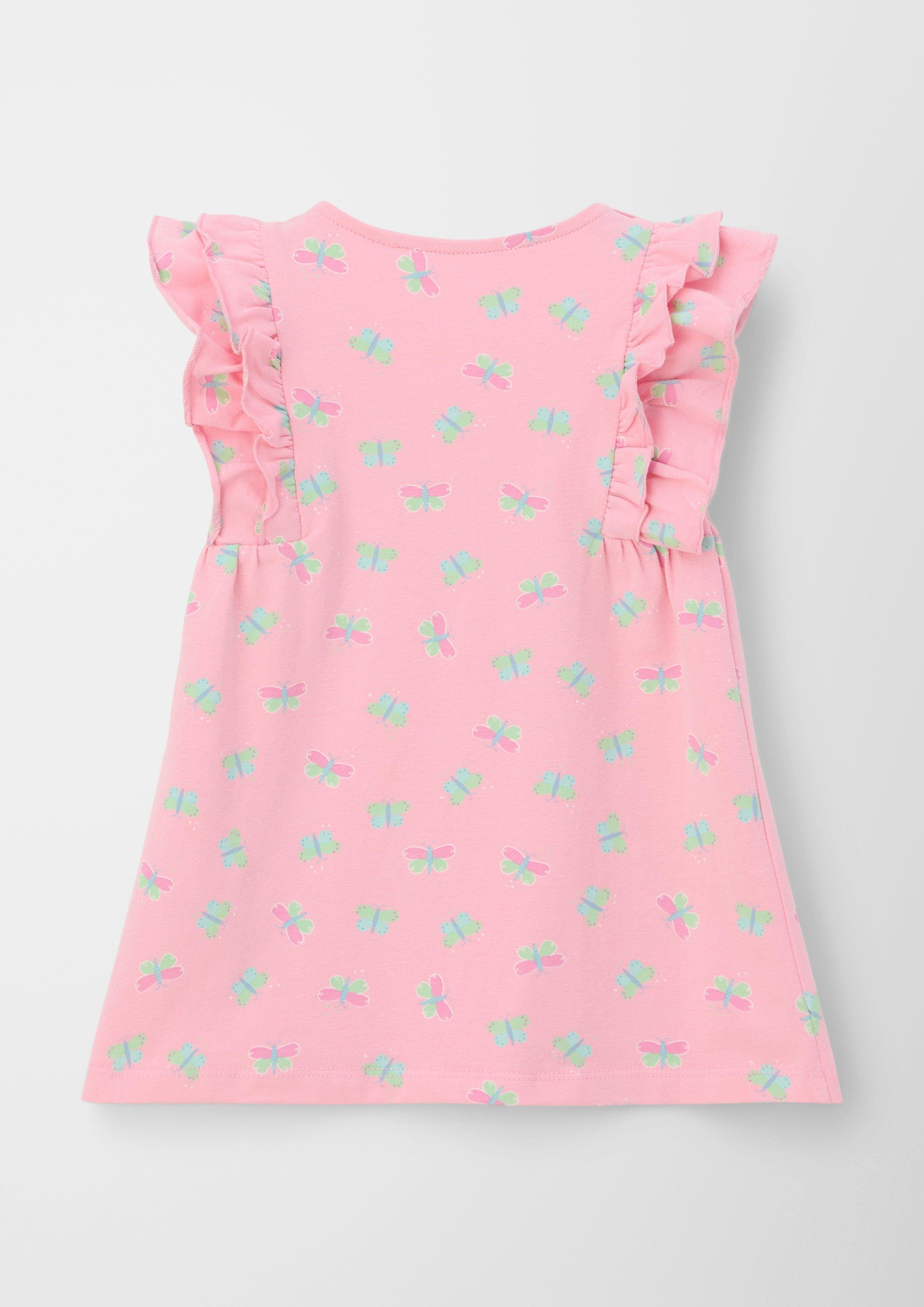s.Oliver aus Kleid Jerseykleid Rüschen rosa Baumwollstretch