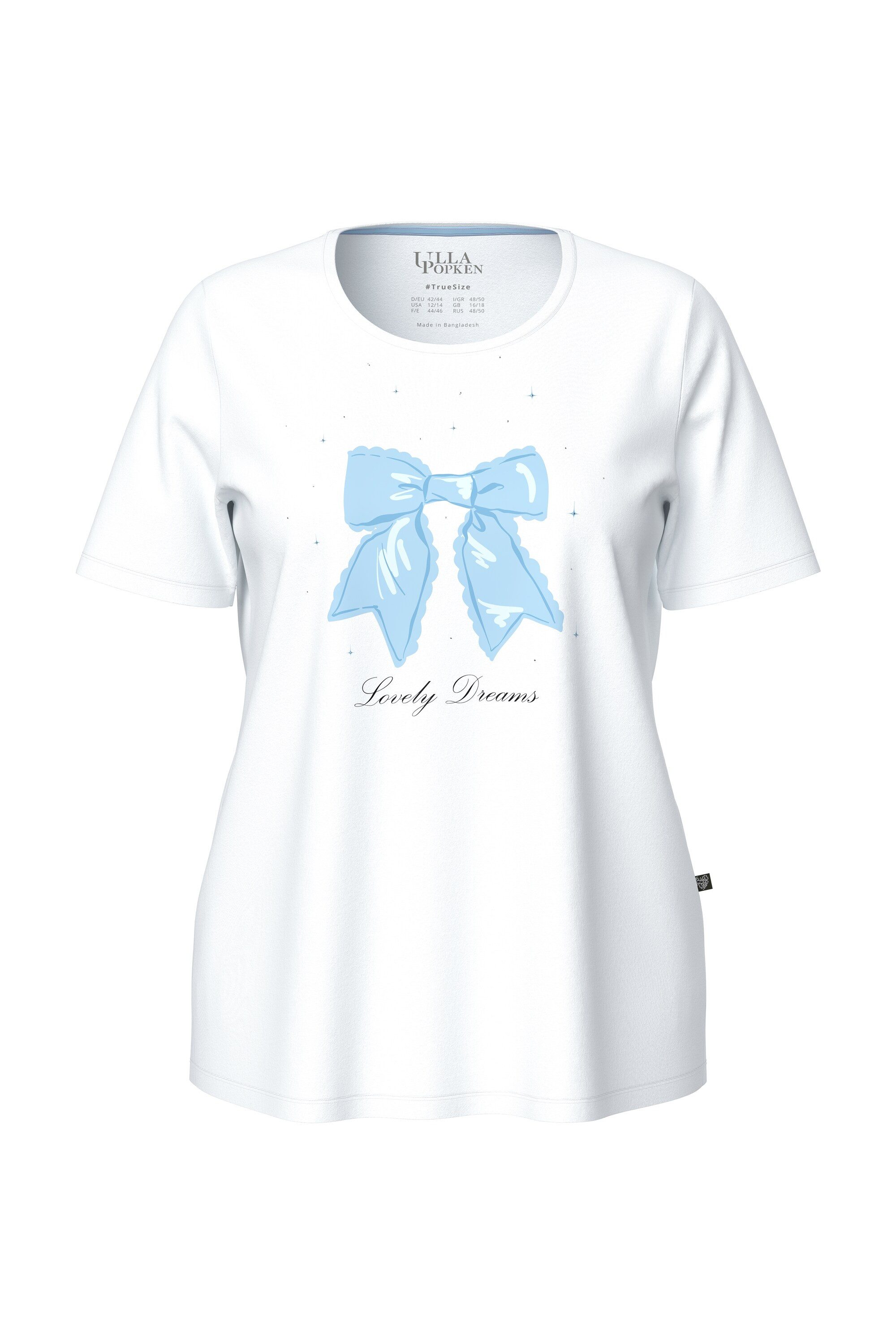 Ulla Popken Pyjamaoberteil Pyjama-Shirt Schleife Rundhals Halbarm